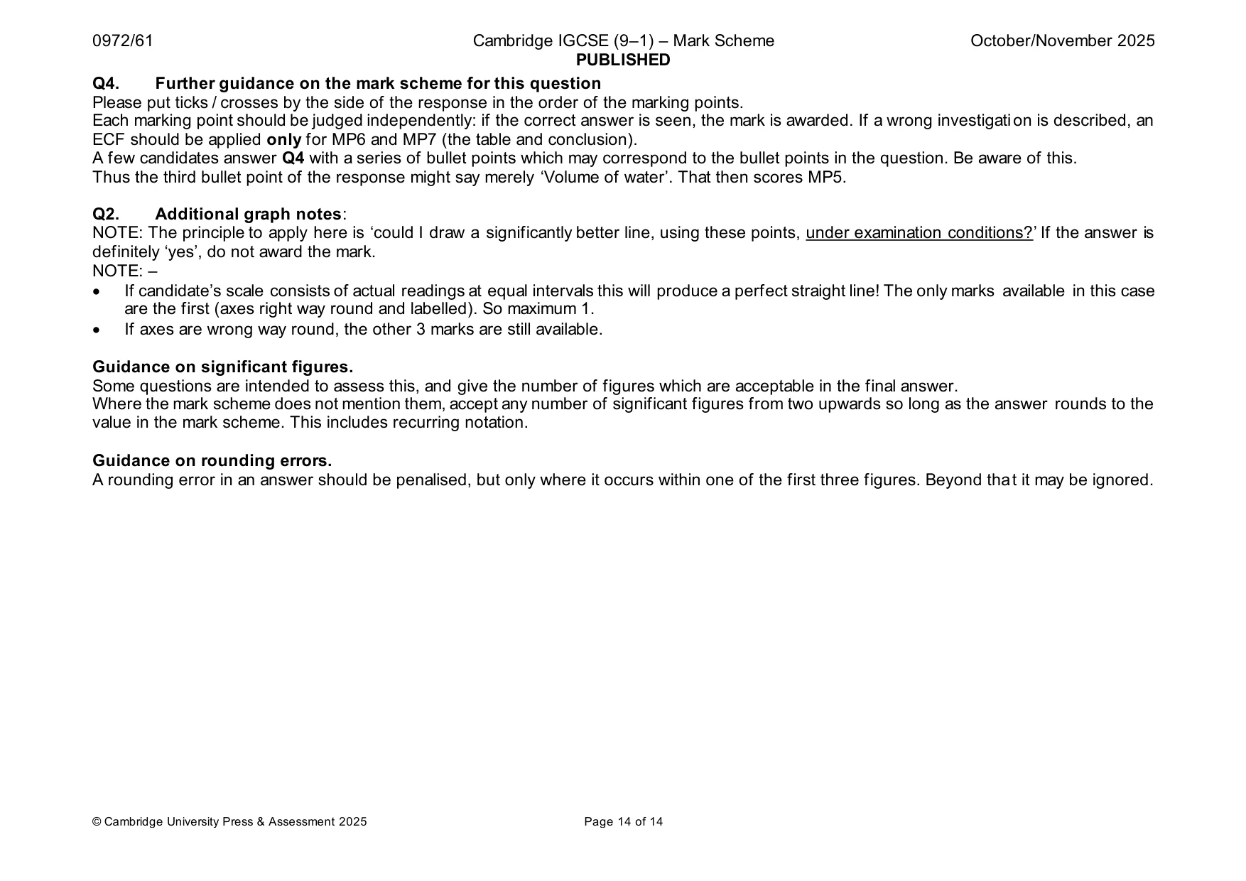 Mark scheme, page 14 of 14