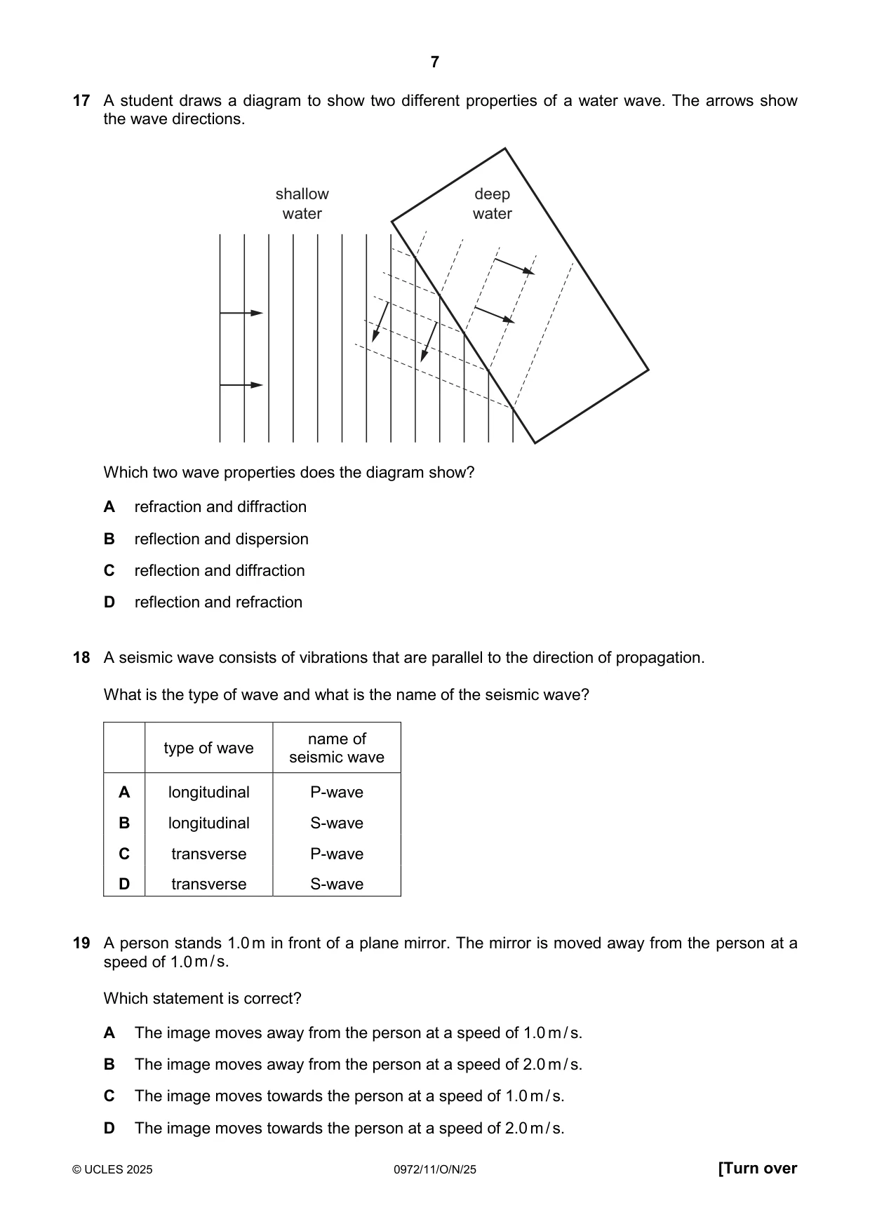 Cambridge IGCSE Physics (9-1) 0972 2025 Oct/Nov Paper 1 · Variant 1 question paper, page 7 of 16