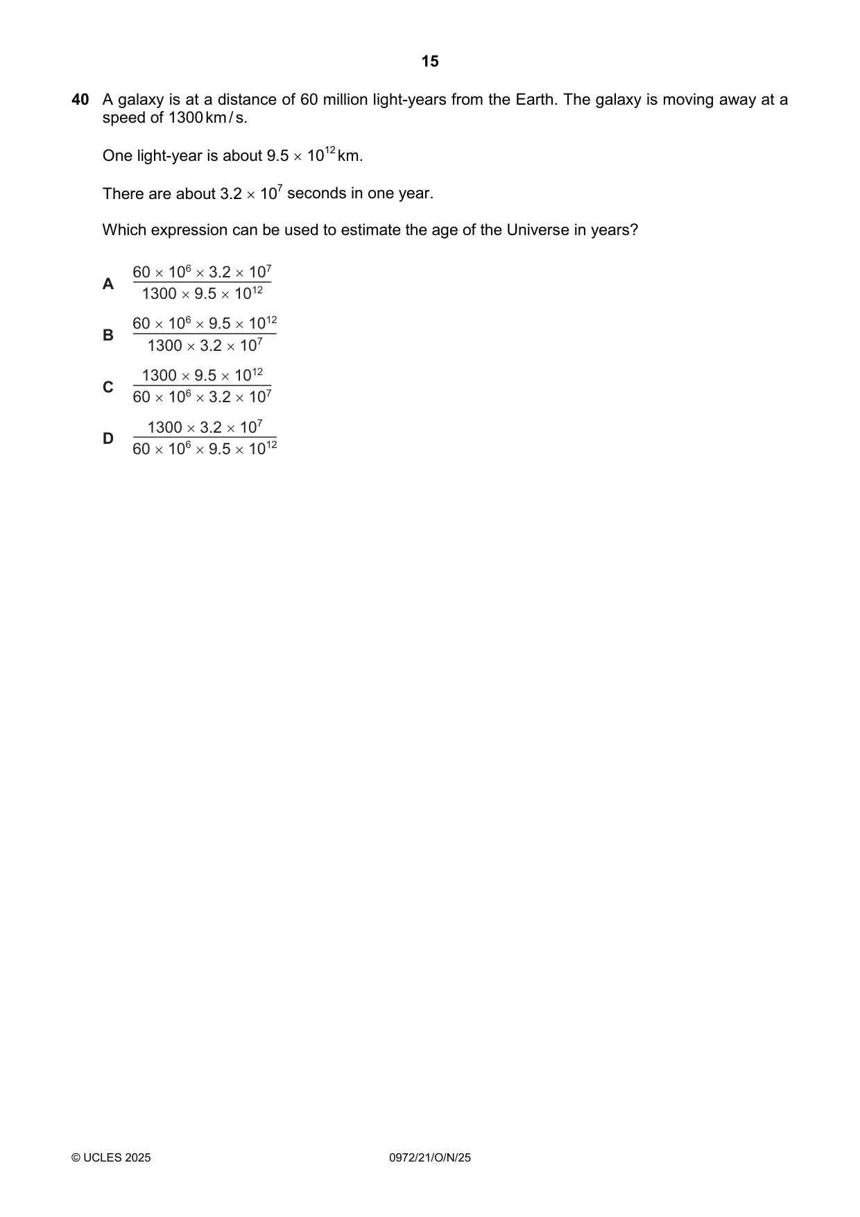 Cambridge IGCSE Physics (9-1) 0972 2025 Oct/Nov Paper 2 · Variant 1 question paper, page 15 of 16