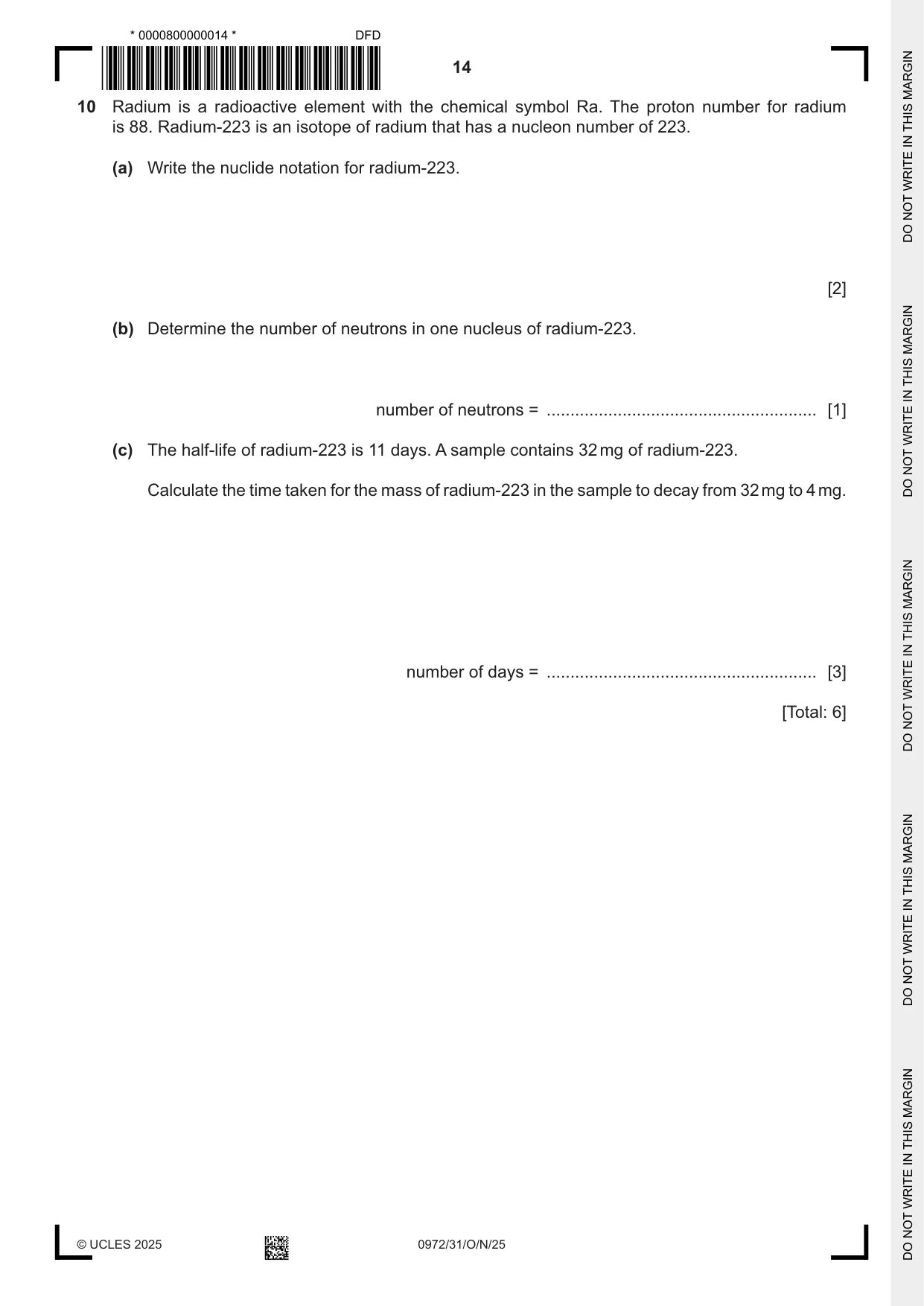 Cambridge IGCSE Physics (9-1) 0972 2025 Oct/Nov Paper 3 · Variant 1 question paper, page 14 of 16