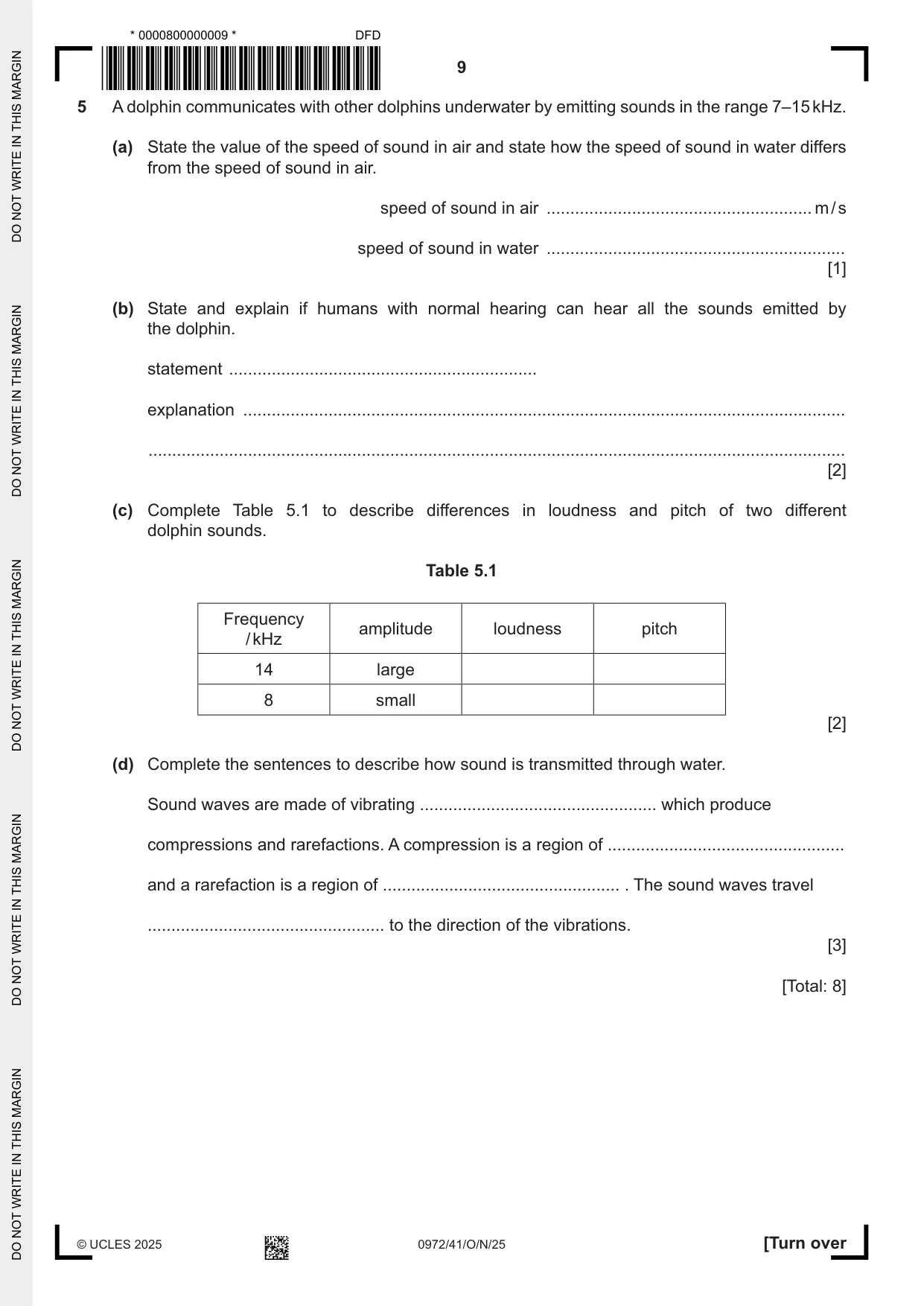 Cambridge IGCSE Physics (9-1) 0972 2025 Oct/Nov Paper 4 · Variant 1 question paper, page 9 of 16