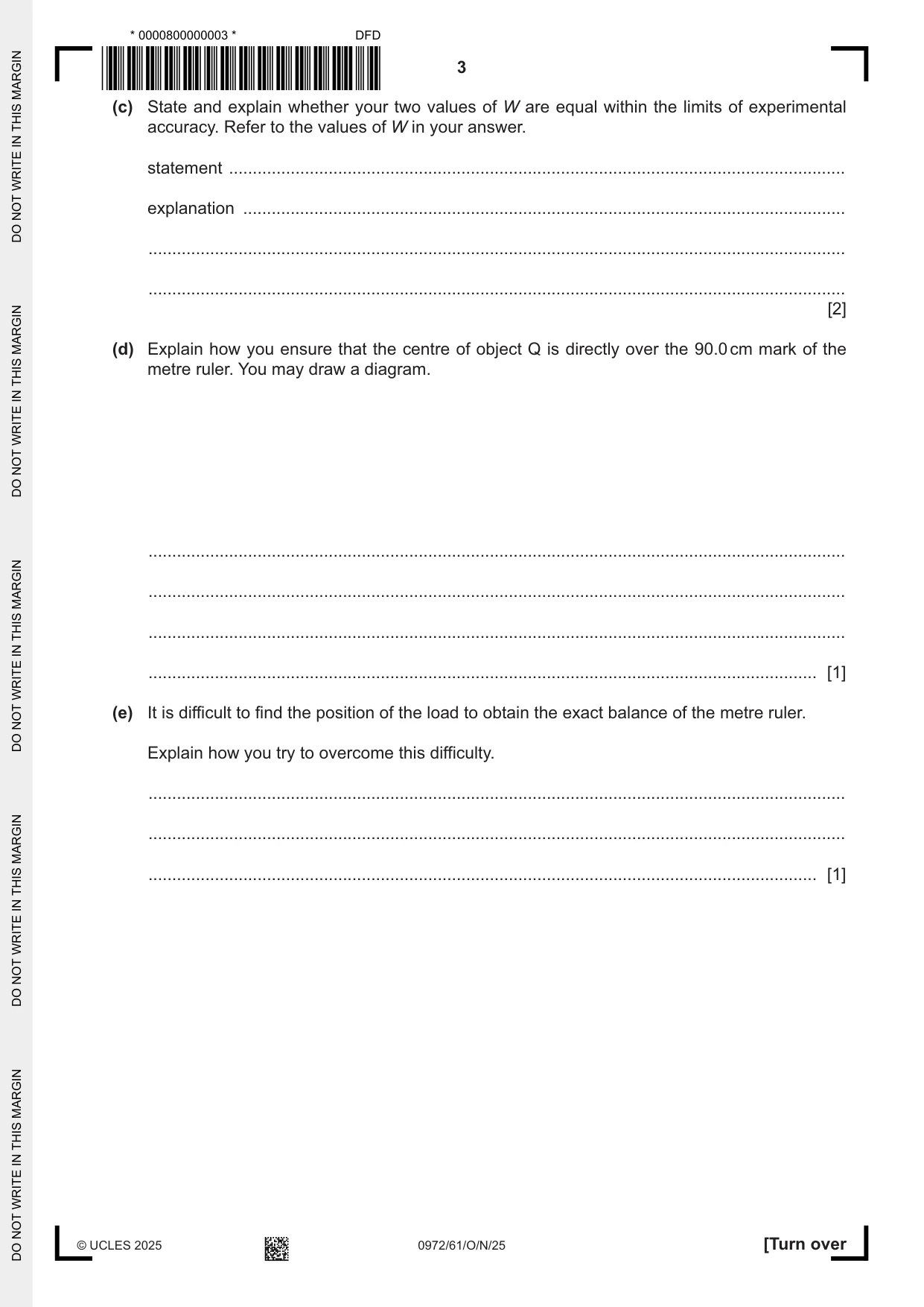 Cambridge IGCSE Physics (9-1) 0972 2025 Oct/Nov Paper 6 · Variant 1 question paper, page 3 of 12