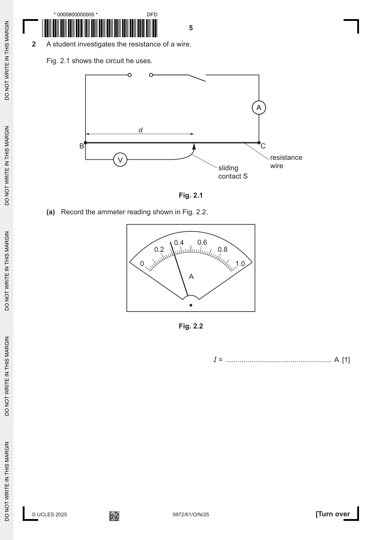 Cambridge IGCSE Physics (9-1) 0972 2025 Oct/Nov Paper 6 · Variant 1 question paper, page 5 of 12