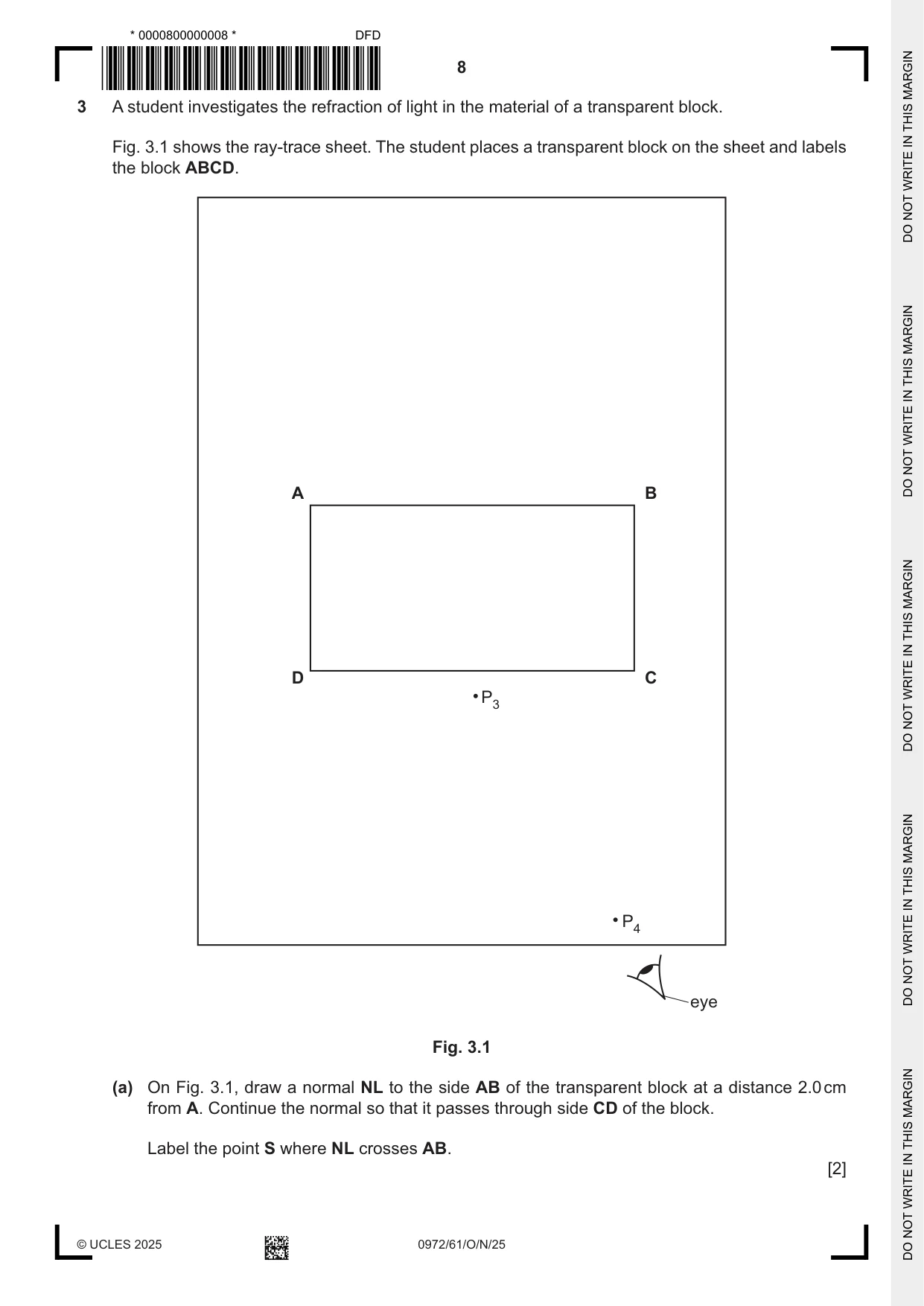 Cambridge IGCSE Physics (9-1) 0972 2025 Oct/Nov Paper 6 · Variant 1 question paper, page 8 of 12