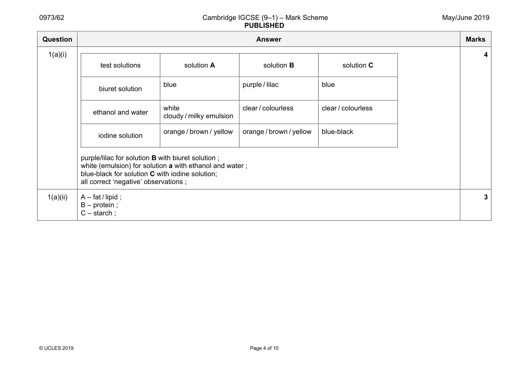 Mark scheme, page 4 of 10