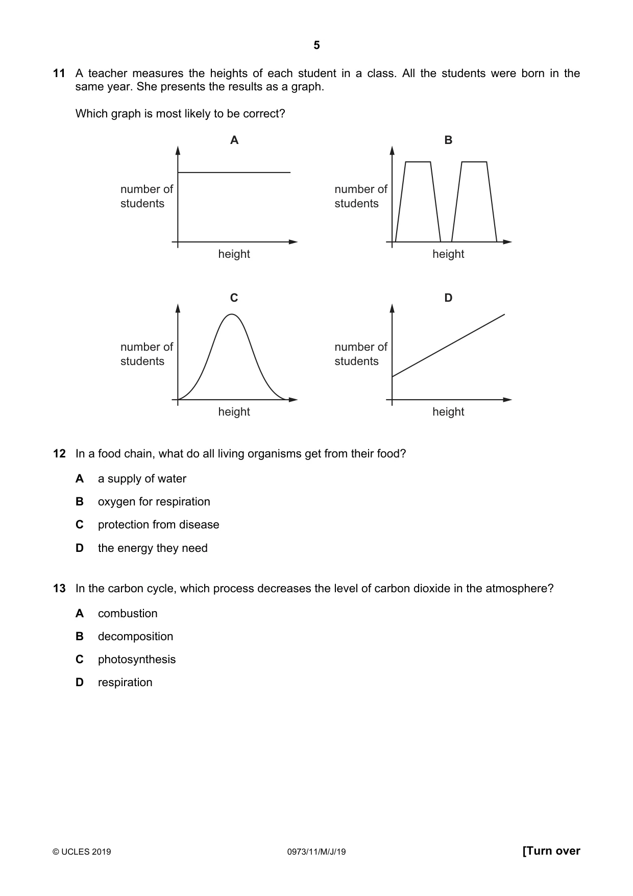 Cambridge IGCSE Sciences - Co-ordinated (9-1) 0973 2019 May/June Paper 1 · Variant 1 question paper, page 5 of 20