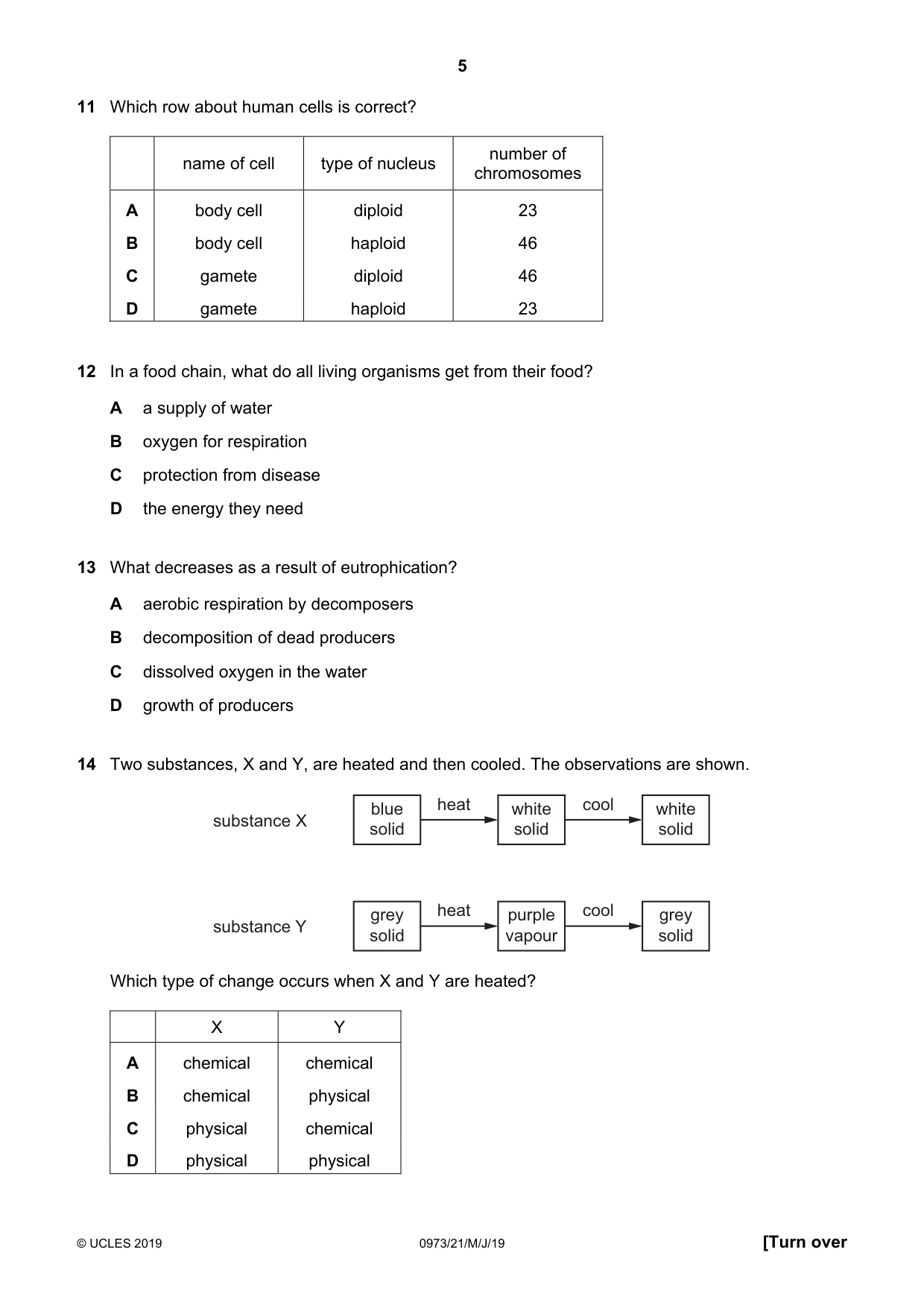 Cambridge IGCSE Sciences - Co-ordinated (9-1) 0973 2019 May/June Paper 2 · Variant 1 question paper, page 5 of 16