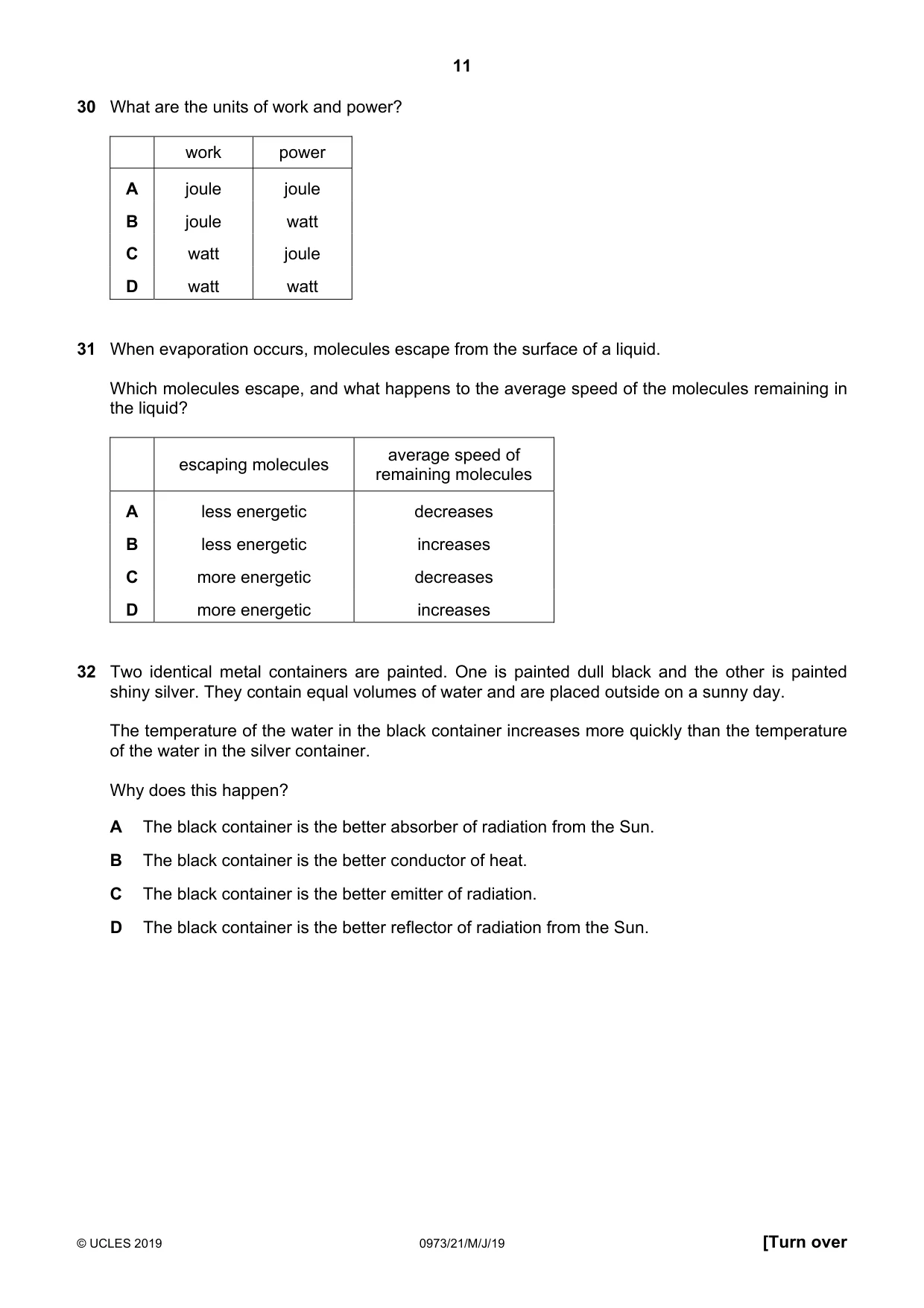Cambridge IGCSE Sciences - Co-ordinated (9-1) 0973 2019 May/June Paper 2 · Variant 1 question paper, page 11 of 16