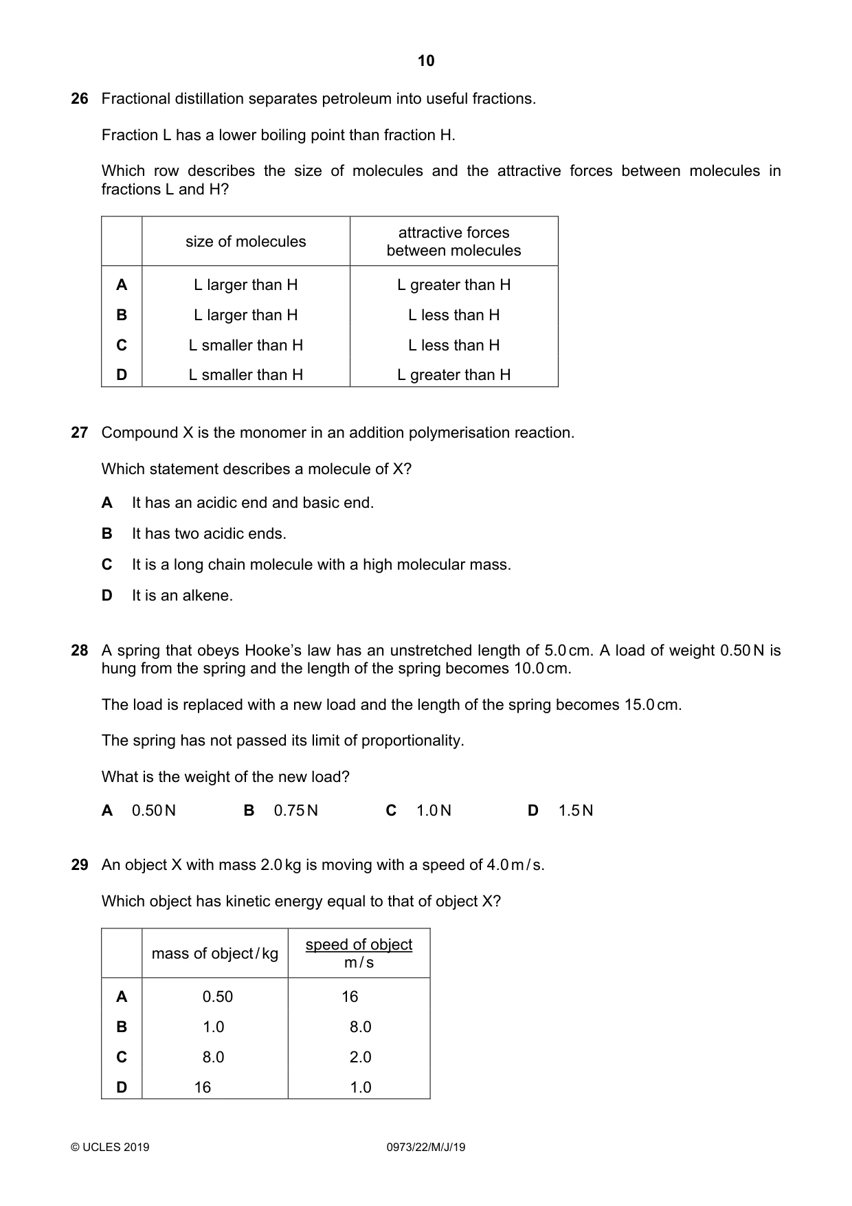 Cambridge IGCSE Sciences - Co-ordinated (9-1) 0973 2019 May/June Paper 2 · Variant 2 question paper, page 10 of 20