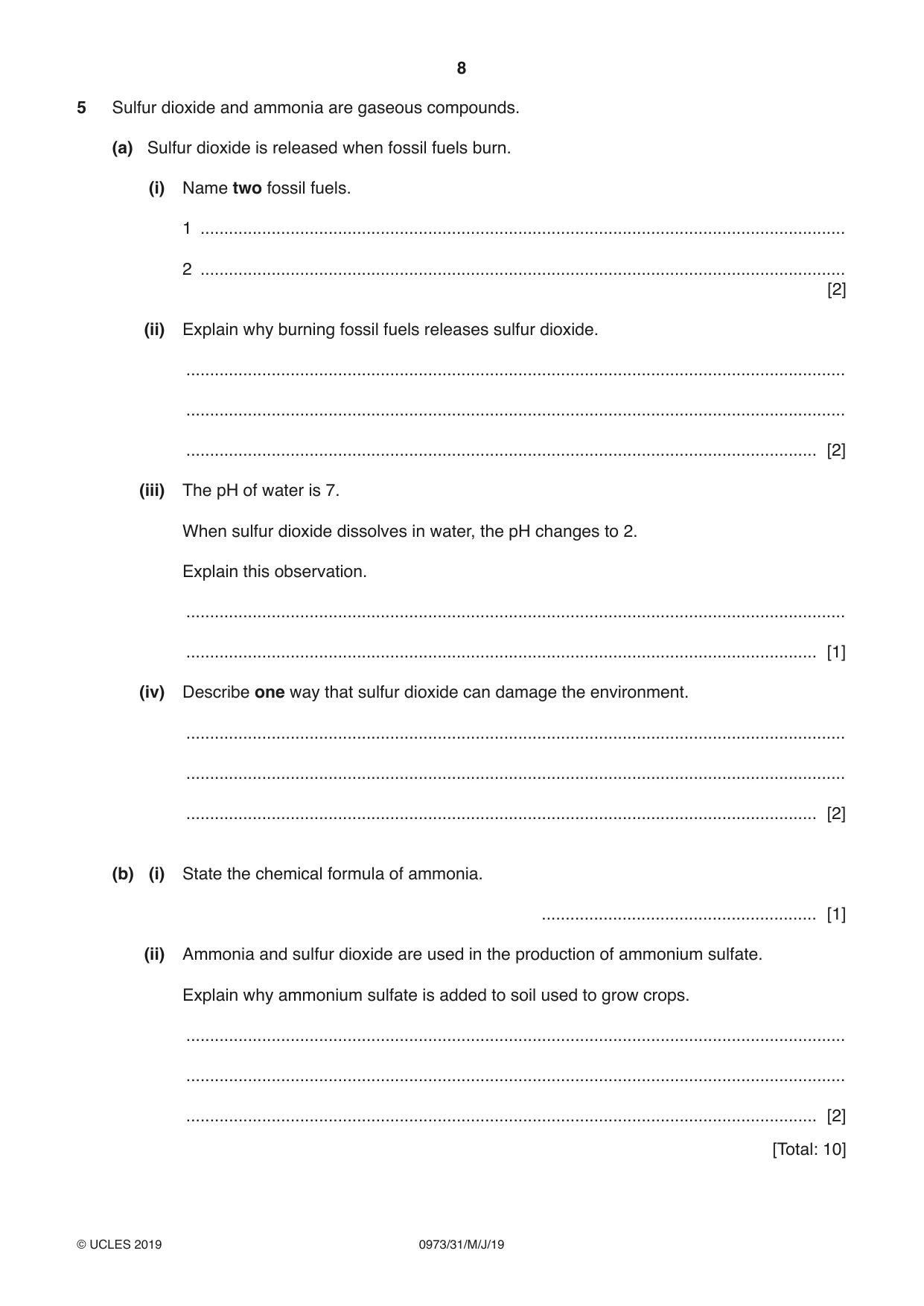 Cambridge IGCSE Sciences - Co-ordinated (9-1) 0973 2019 May/June Paper 3 · Variant 1 question paper, page 8 of 28