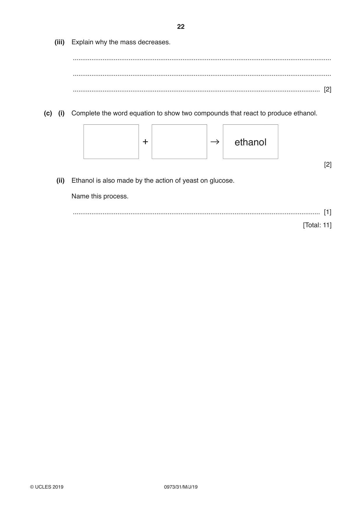 Cambridge IGCSE Sciences - Co-ordinated (9-1) 0973 2019 May/June Paper 3 · Variant 1 question paper, page 22 of 28
