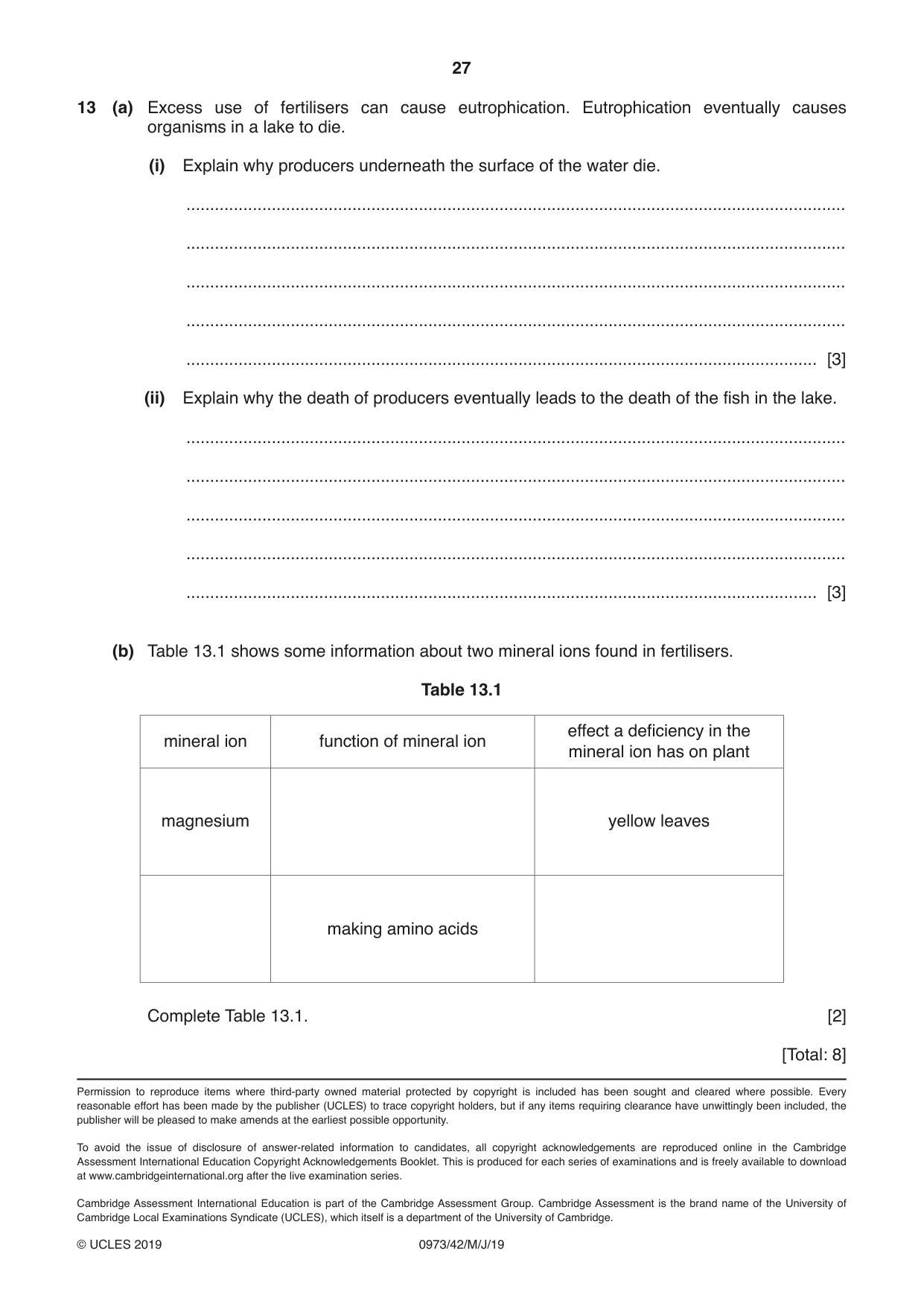 Cambridge IGCSE Sciences - Co-ordinated (9-1) 0973 2019 May/June Paper 4 · Variant 2 question paper, page 27 of 28