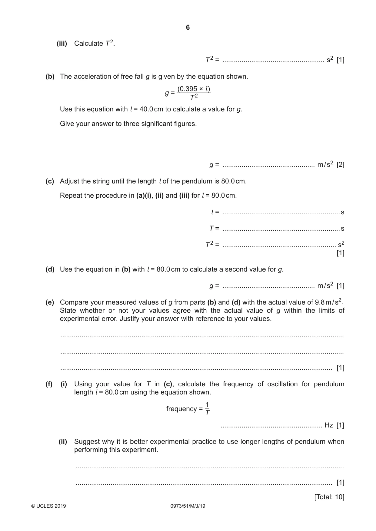 Cambridge IGCSE Sciences - Co-ordinated (9-1) 0973 2019 May/June Paper 5 · Variant 1 question paper, page 6 of 16