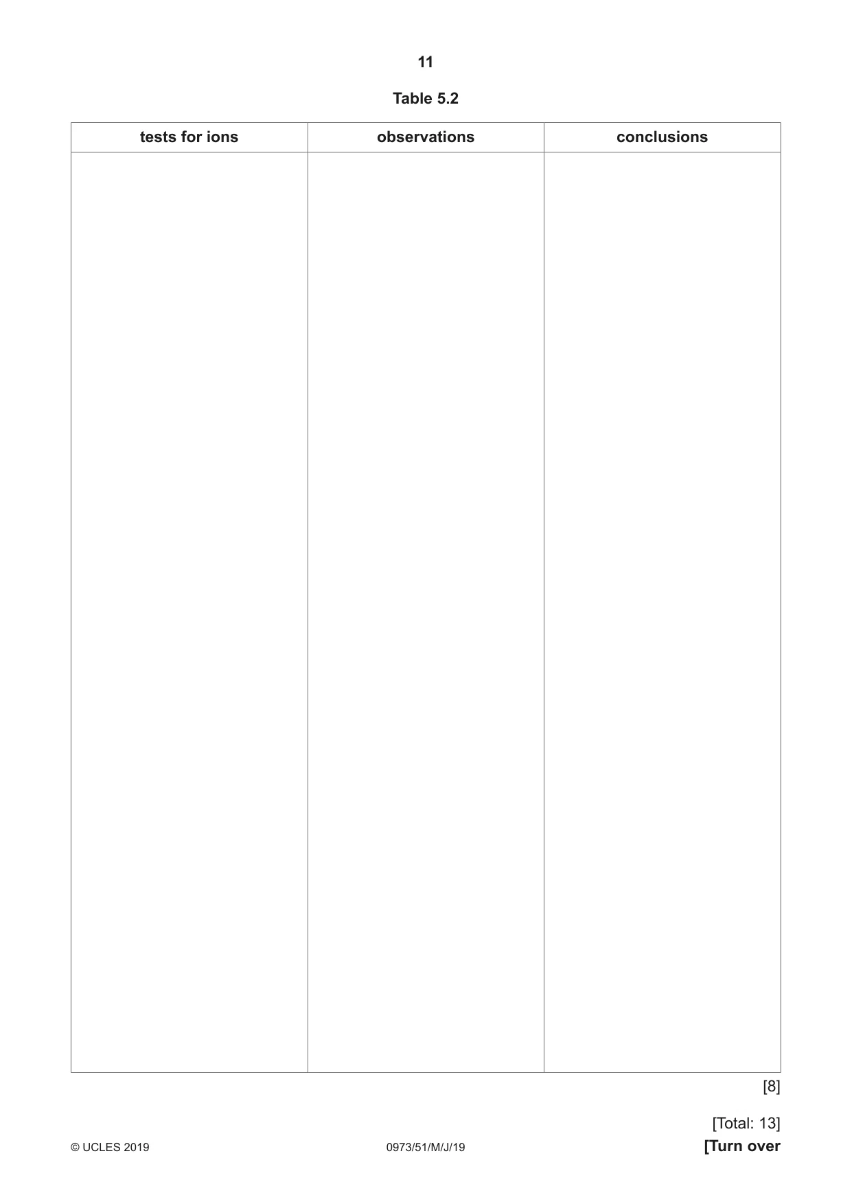 Cambridge IGCSE Sciences - Co-ordinated (9-1) 0973 2019 May/June Paper 5 · Variant 1 question paper, page 11 of 16