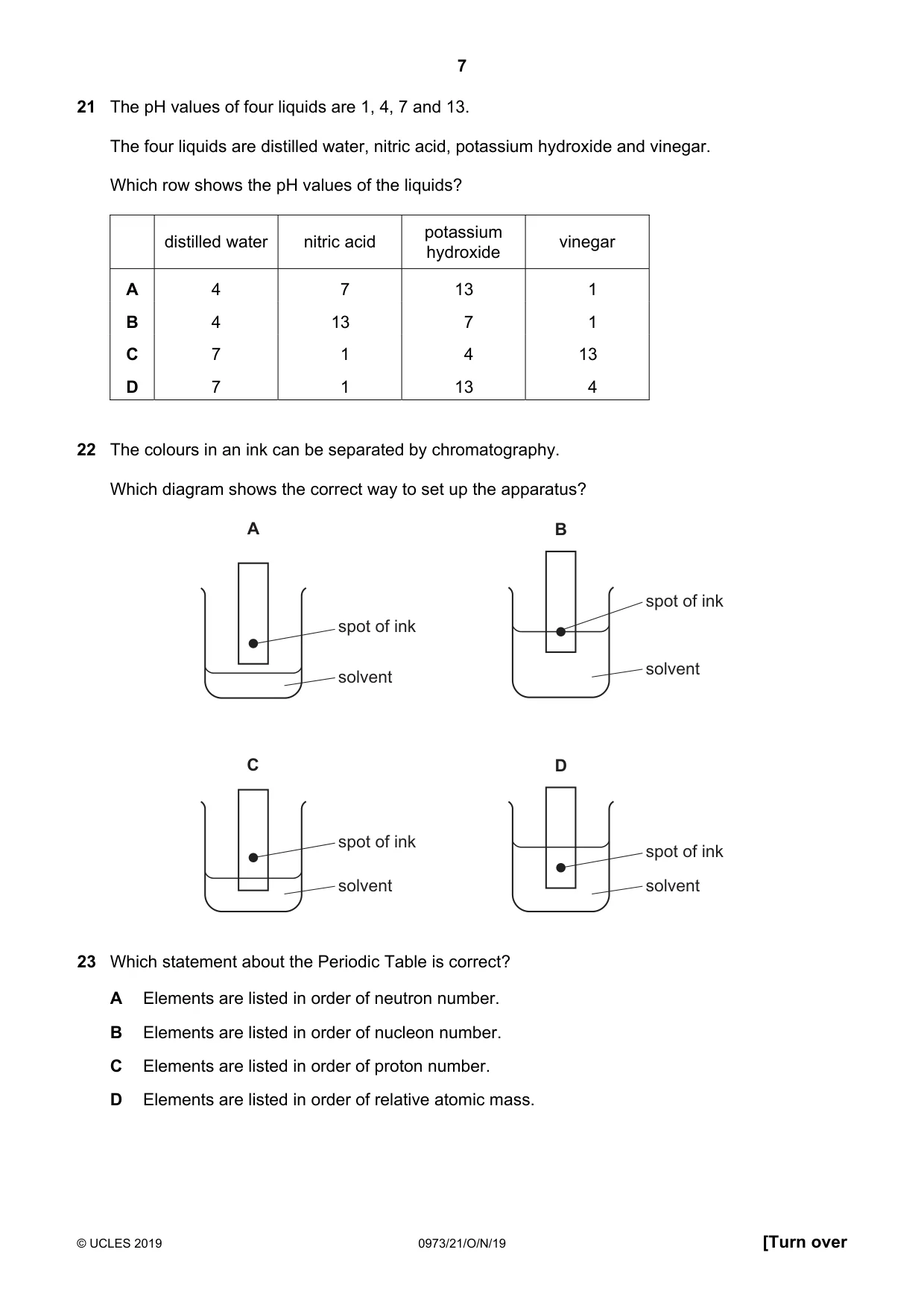 Cambridge IGCSE Sciences - Co-ordinated (9-1) 0973 2019 Oct/Nov Paper 2 · Variant 1 question paper, page 7 of 16