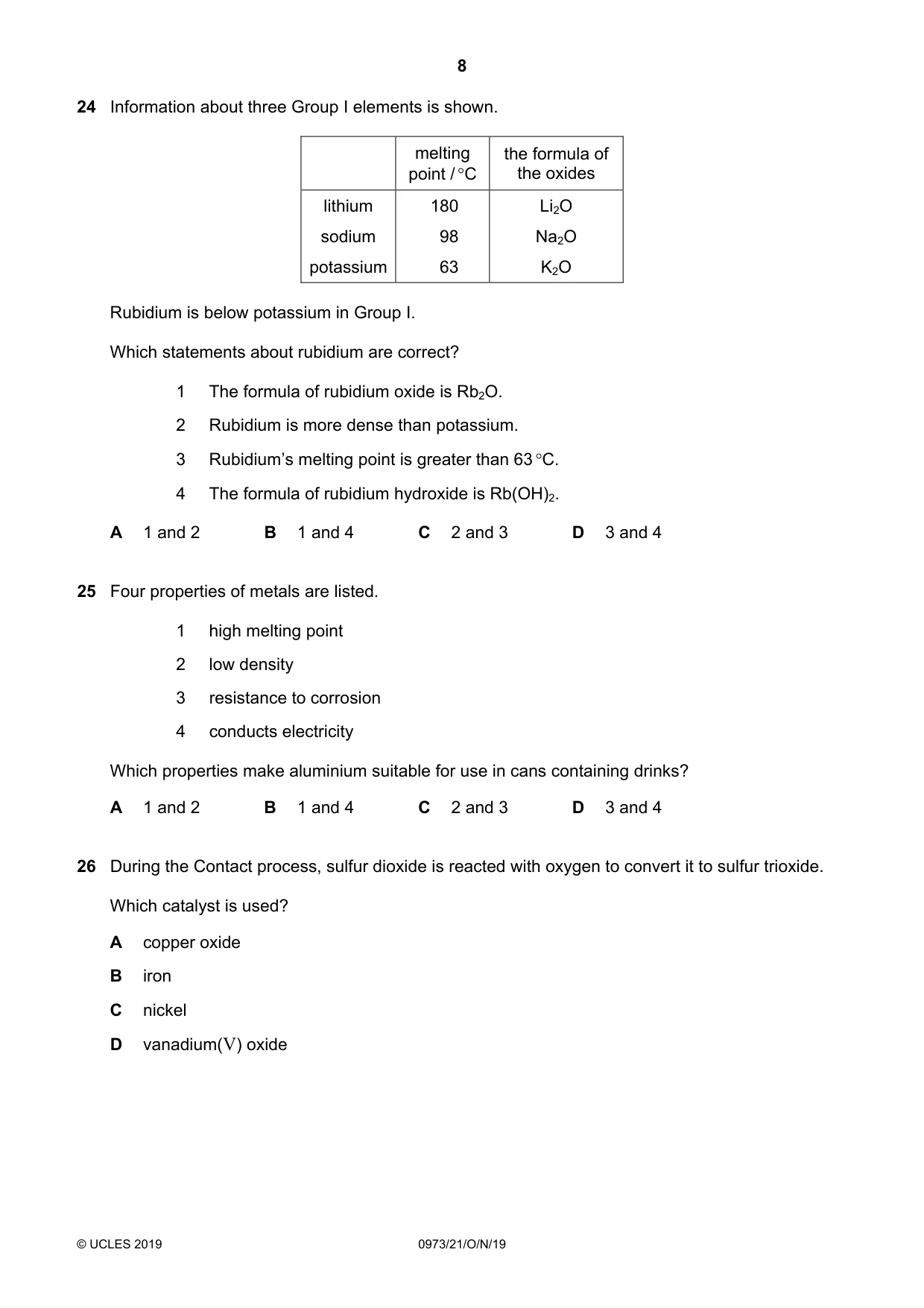 Cambridge IGCSE Sciences - Co-ordinated (9-1) 0973 2019 Oct/Nov Paper 2 · Variant 1 question paper, page 8 of 16