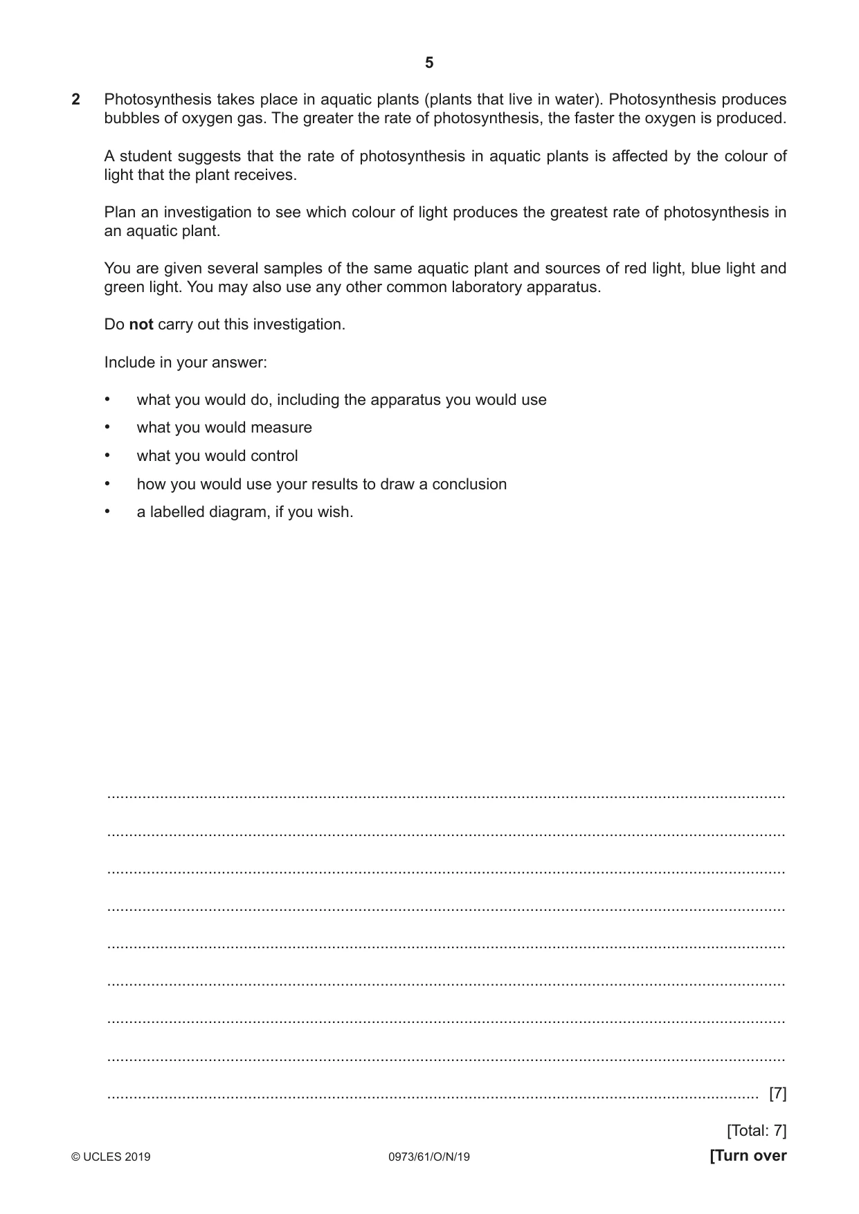 Cambridge IGCSE Sciences - Co-ordinated (9-1) 0973 2019 Oct/Nov Paper 6 · Variant 1 question paper, page 5 of 20