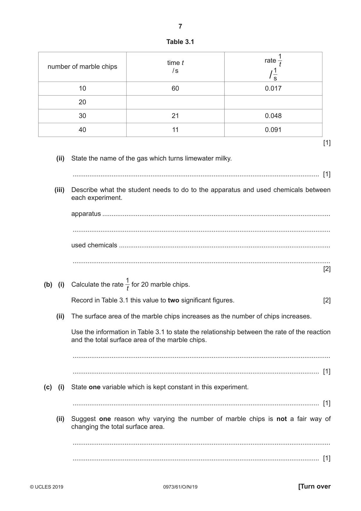 Cambridge IGCSE Sciences - Co-ordinated (9-1) 0973 2019 Oct/Nov Paper 6 · Variant 1 question paper, page 7 of 20