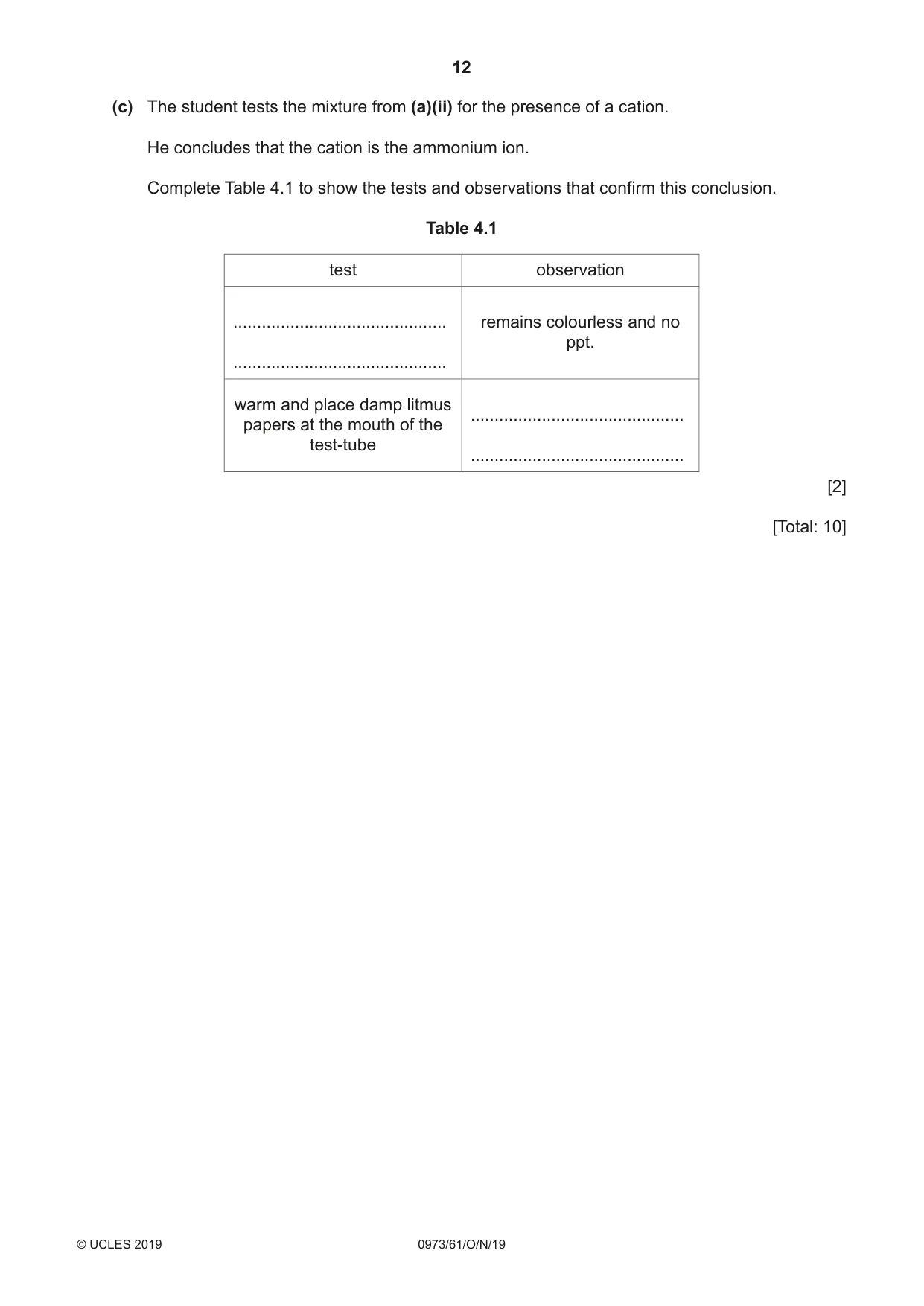 Cambridge IGCSE Sciences - Co-ordinated (9-1) 0973 2019 Oct/Nov Paper 6 · Variant 1 question paper, page 12 of 20