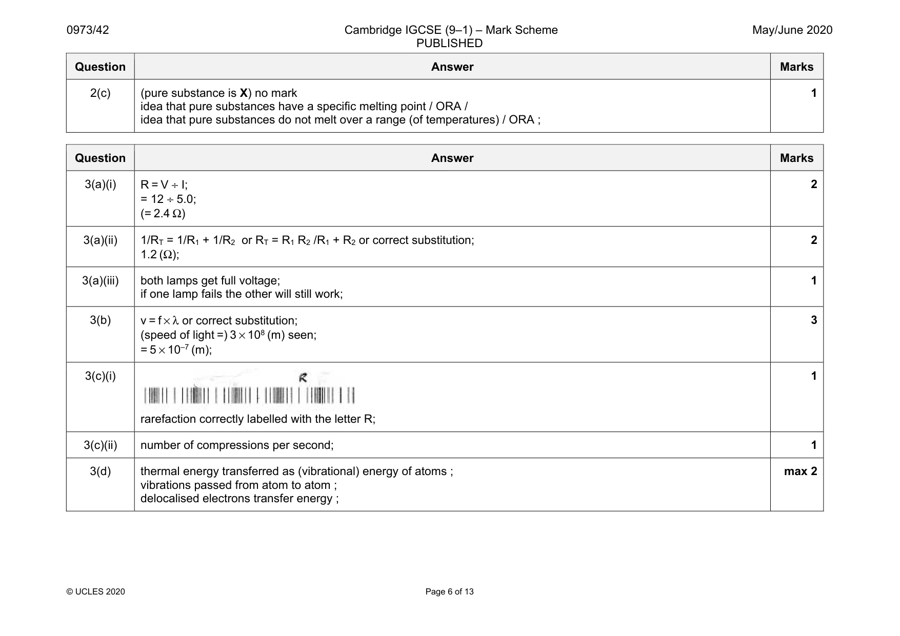 Mark scheme, page 6 of 13