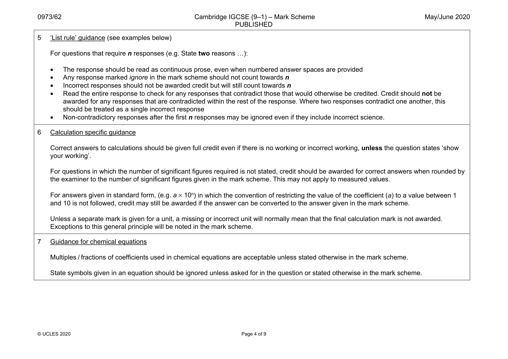 Mark scheme, page 4 of 9