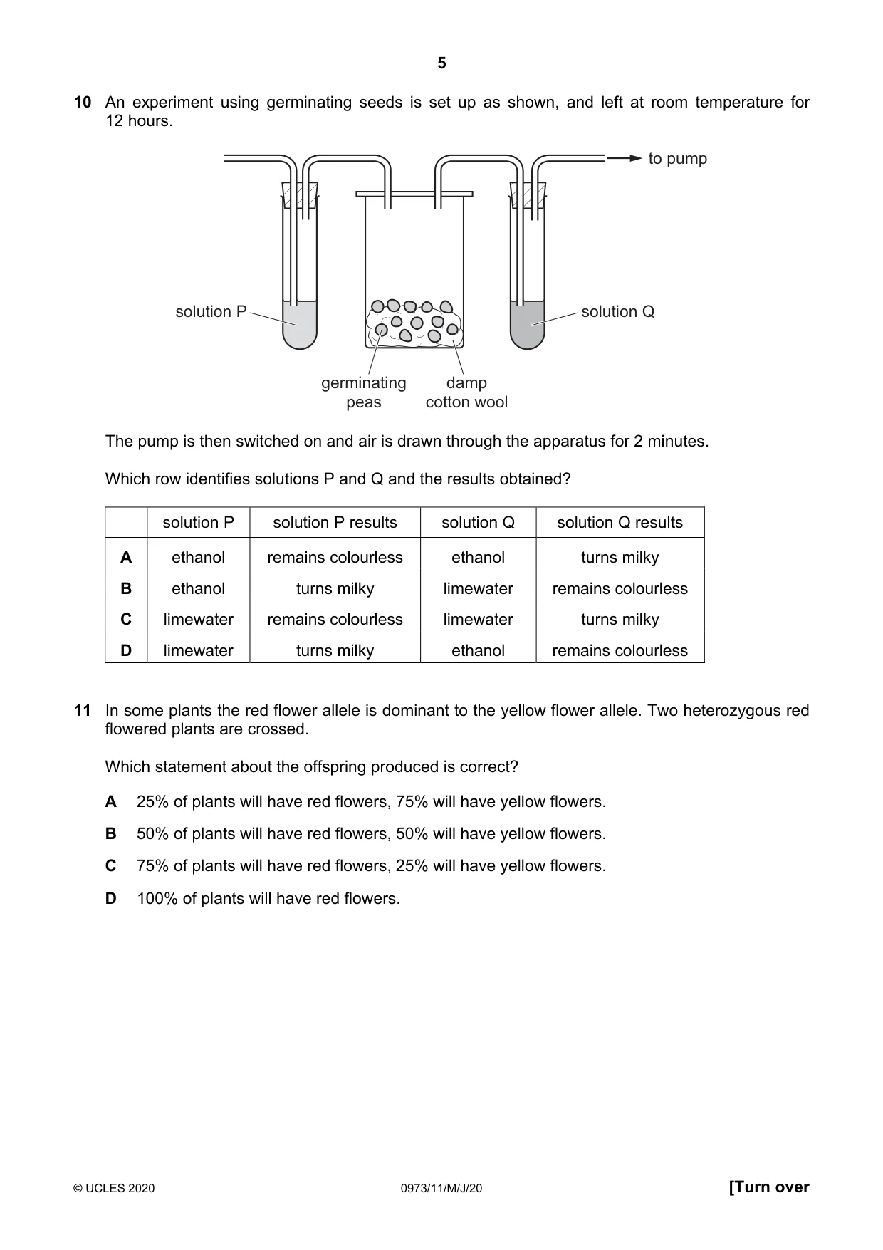 Cambridge IGCSE Sciences - Co-ordinated (9-1) 0973 2020 May/June Paper 1 · Variant 1 question paper, page 5 of 16
