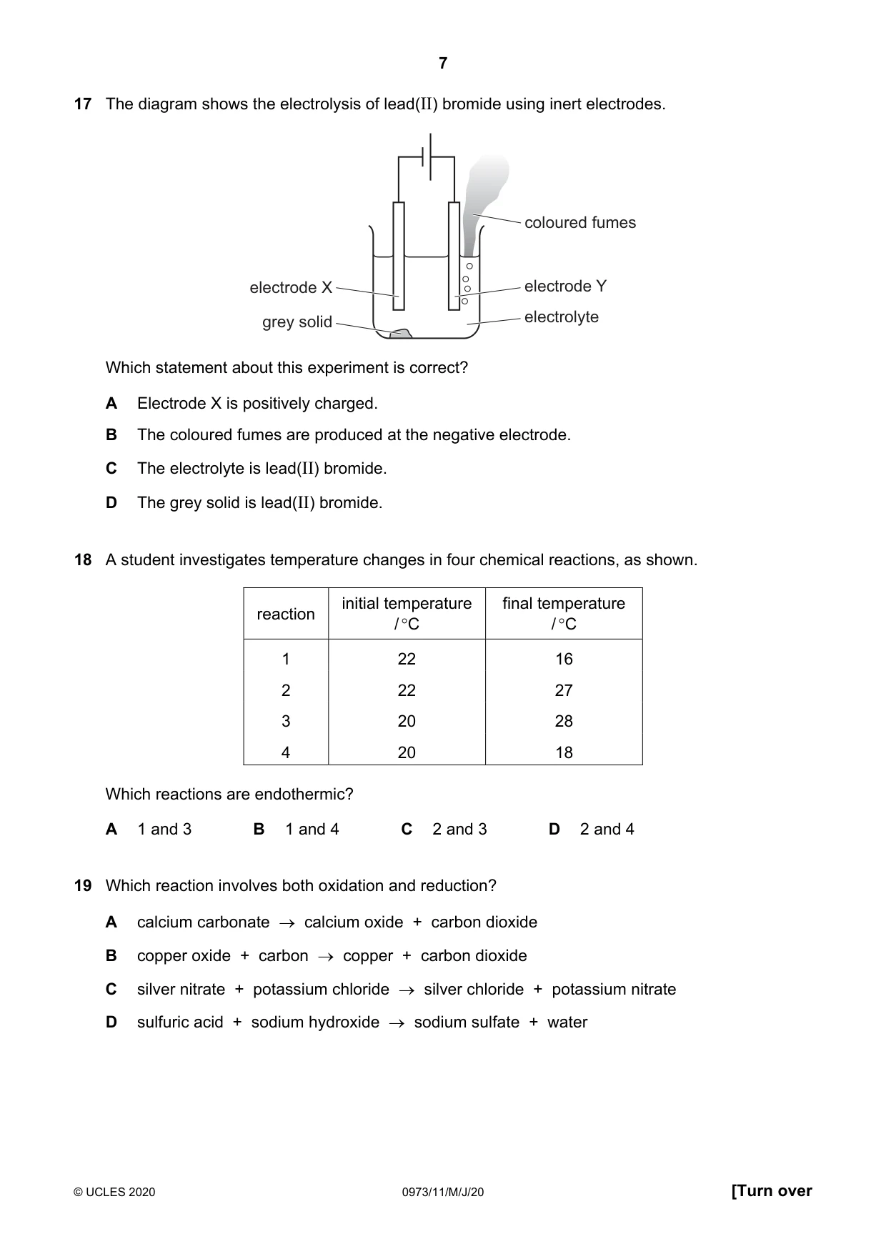 Cambridge IGCSE Sciences - Co-ordinated (9-1) 0973 2020 May/June Paper 1 · Variant 1 question paper, page 7 of 16