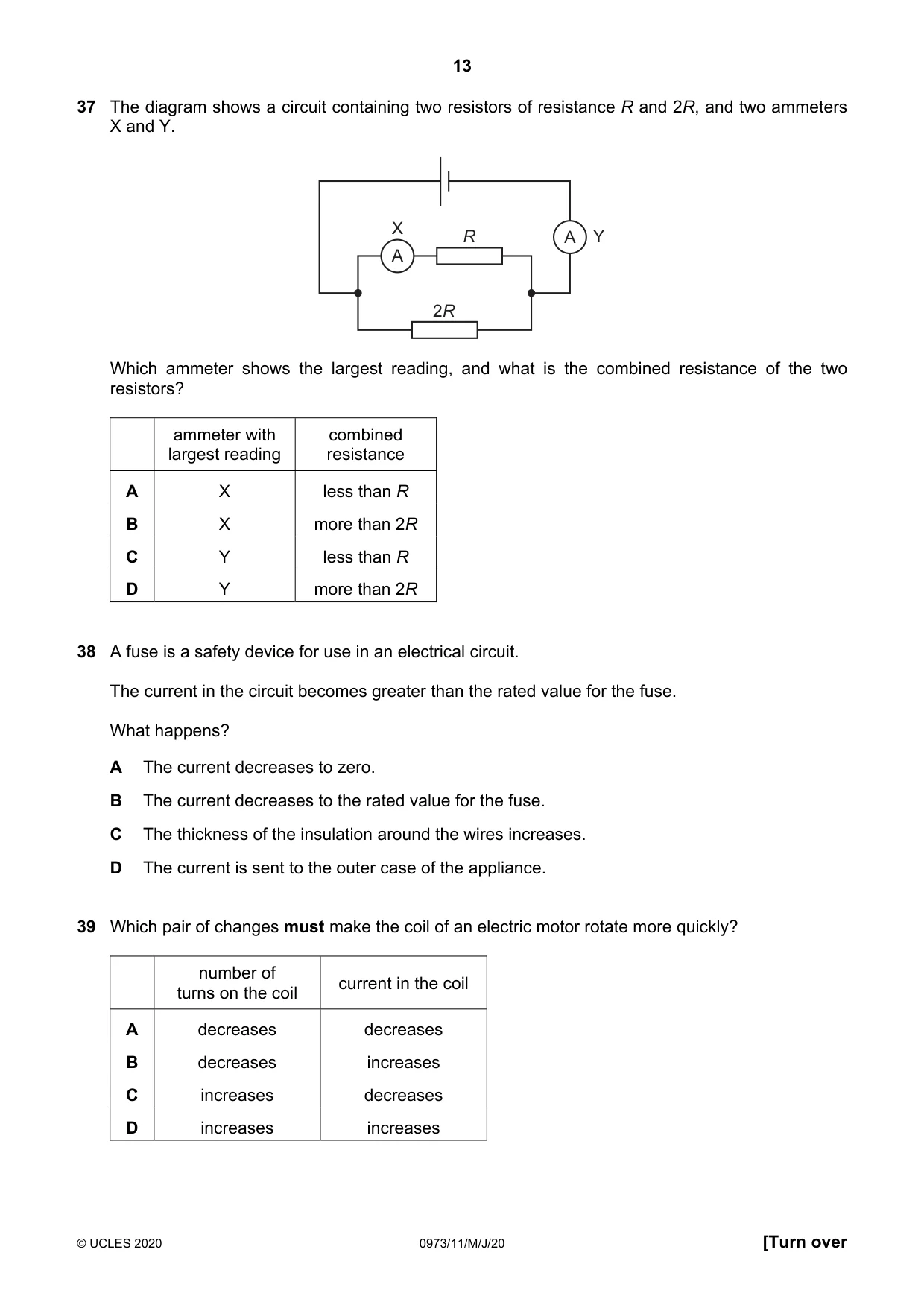 Cambridge IGCSE Sciences - Co-ordinated (9-1) 0973 2020 May/June Paper 1 · Variant 1 question paper, page 13 of 16
