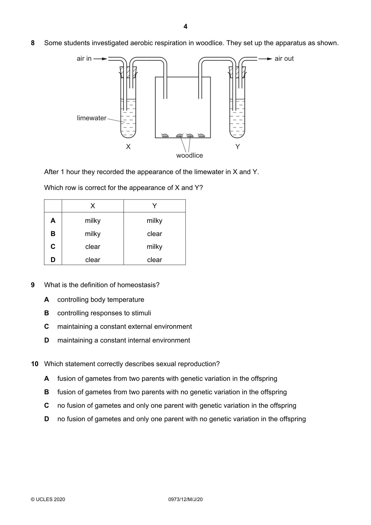 Cambridge IGCSE Sciences - Co-ordinated (9-1) 0973 2020 May/June Paper 1 · Variant 2 question paper, page 4 of 16