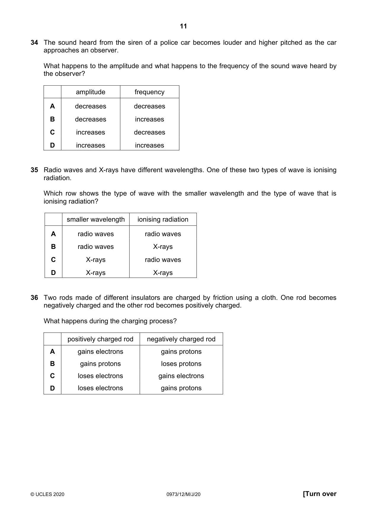 Cambridge IGCSE Sciences - Co-ordinated (9-1) 0973 2020 May/June Paper 1 · Variant 2 question paper, page 11 of 16