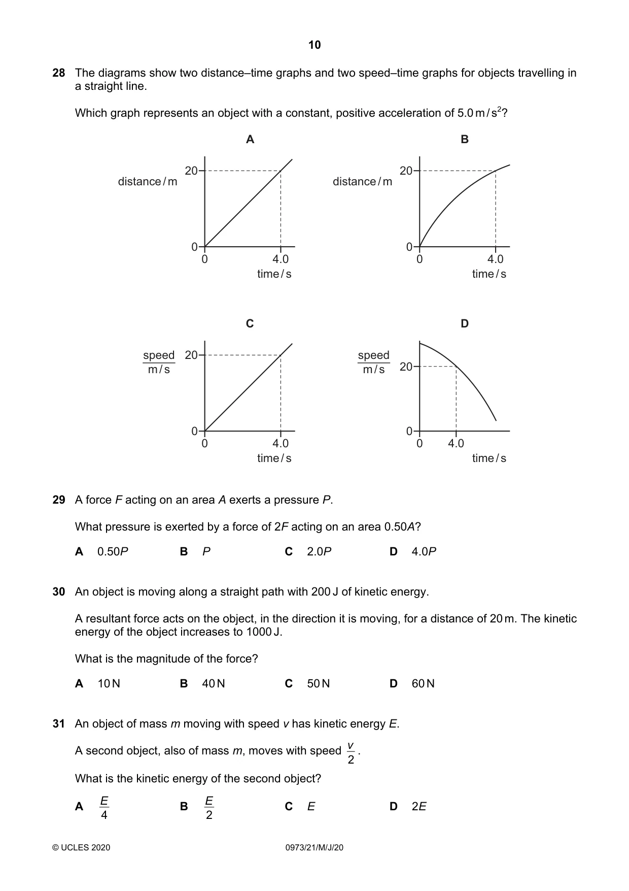 Cambridge IGCSE Sciences - Co-ordinated (9-1) 0973 2020 May/June Paper 2 · Variant 1 question paper, page 10 of 16
