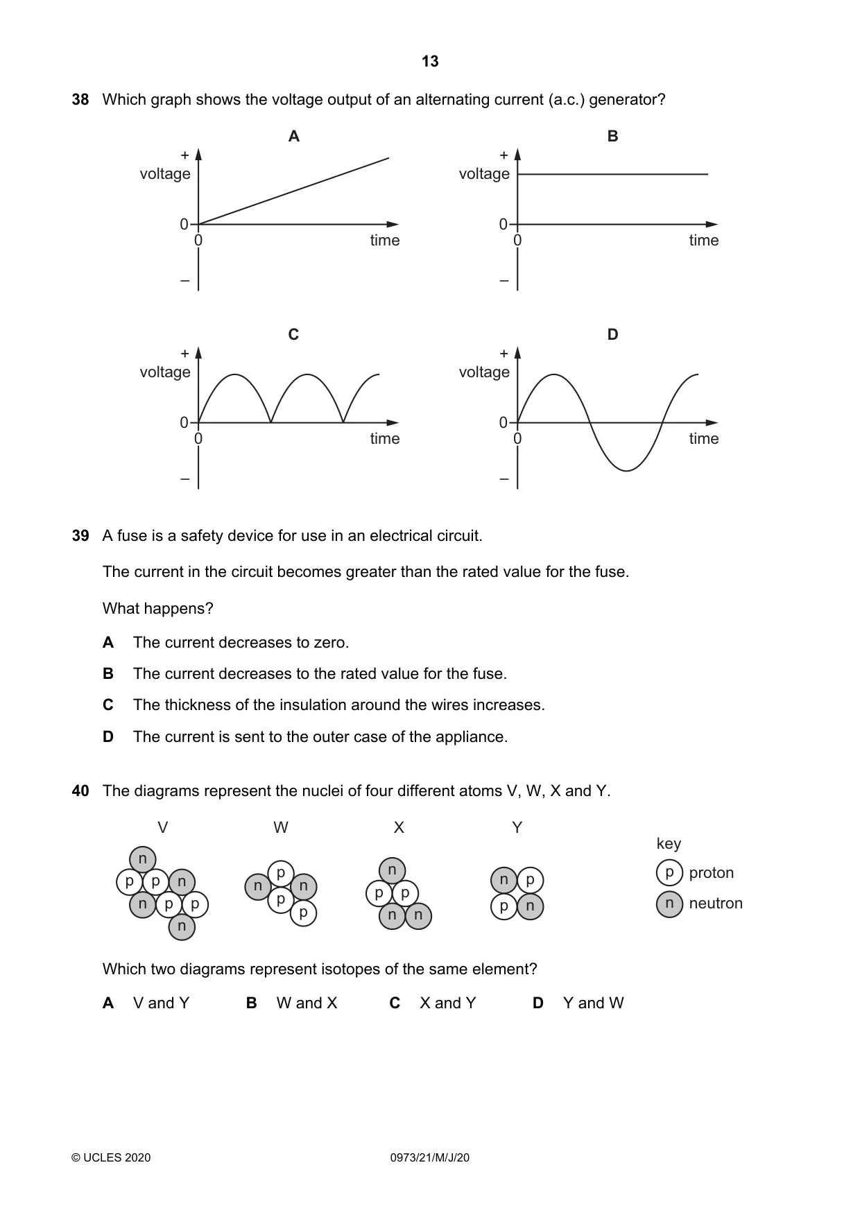 Cambridge IGCSE Sciences - Co-ordinated (9-1) 0973 2020 May/June Paper 2 · Variant 1 question paper, page 13 of 16