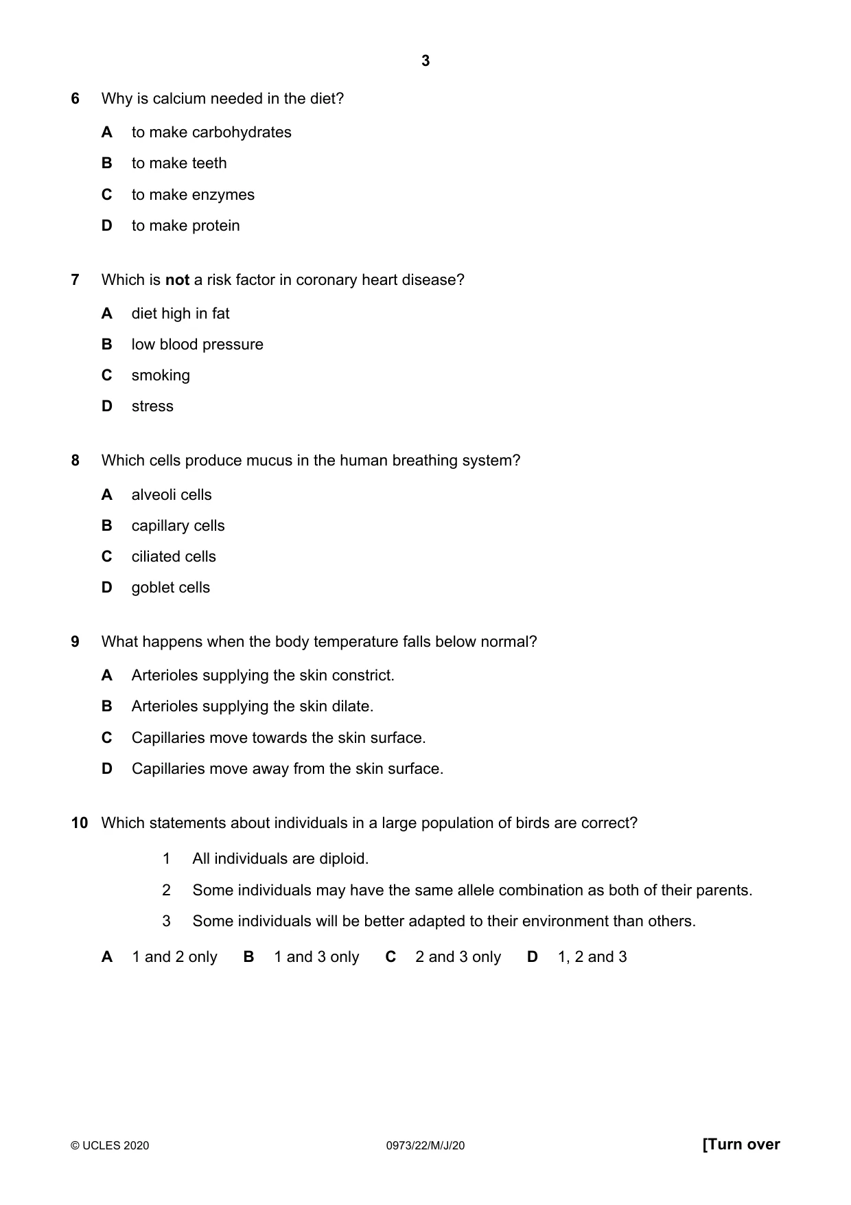 Cambridge IGCSE Sciences - Co-ordinated (9-1) 0973 2020 May/June Paper 2 · Variant 2 question paper, page 3 of 16