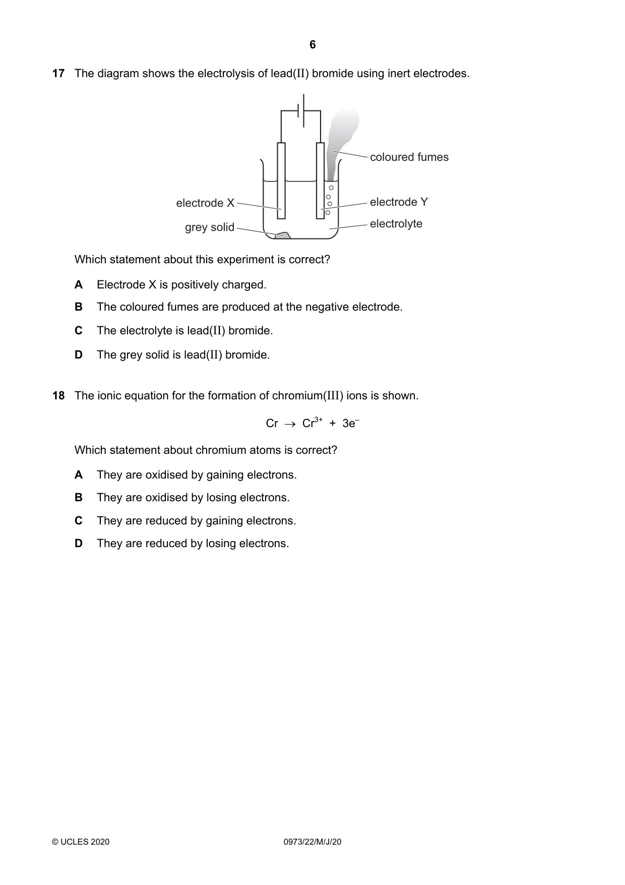 Cambridge IGCSE Sciences - Co-ordinated (9-1) 0973 2020 May/June Paper 2 · Variant 2 question paper, page 6 of 16