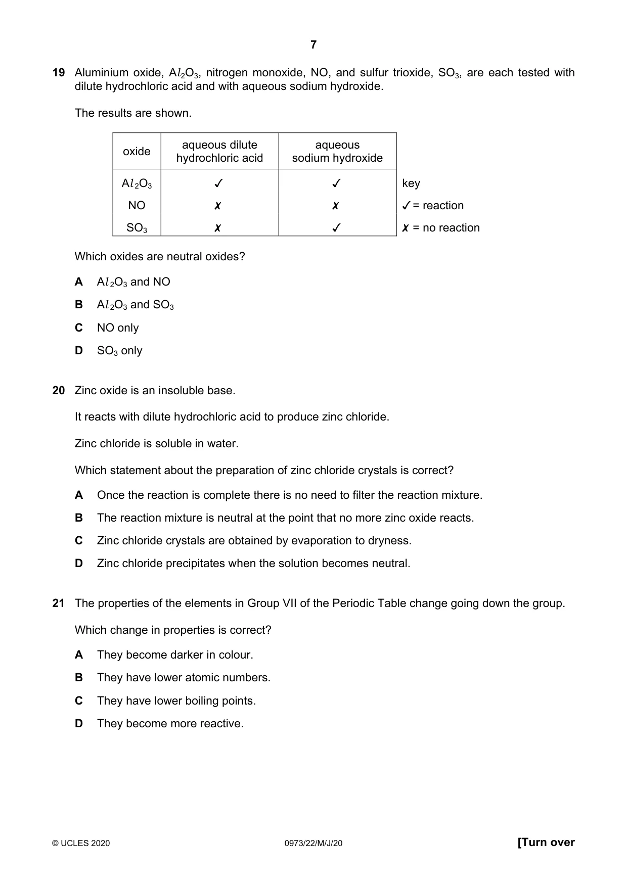 Cambridge IGCSE Sciences - Co-ordinated (9-1) 0973 2020 May/June Paper 2 · Variant 2 question paper, page 7 of 16