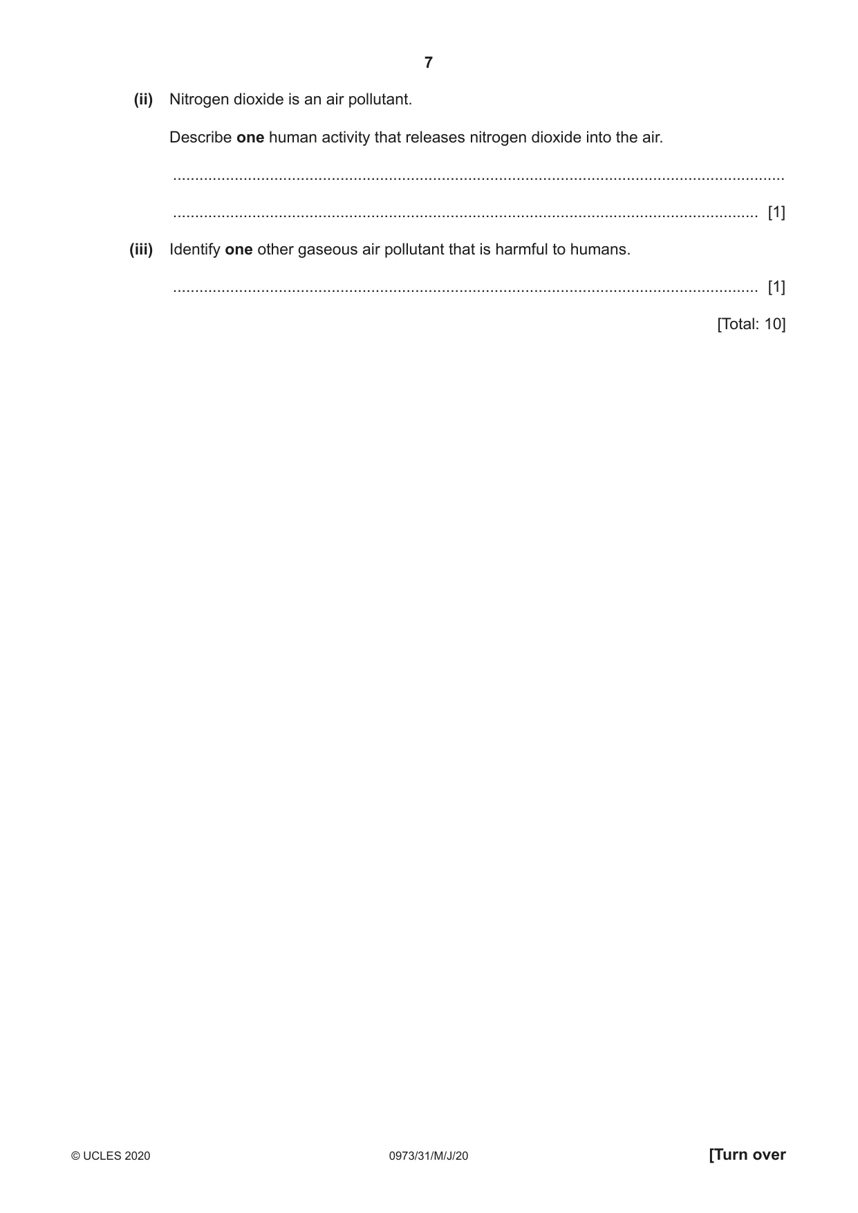 Cambridge IGCSE Sciences - Co-ordinated (9-1) 0973 2020 May/June Paper 3 · Variant 1 question paper, page 7 of 32