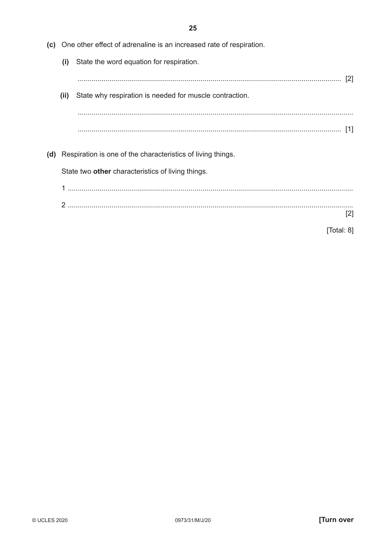 Cambridge IGCSE Sciences - Co-ordinated (9-1) 0973 2020 May/June Paper 3 · Variant 1 question paper, page 25 of 32