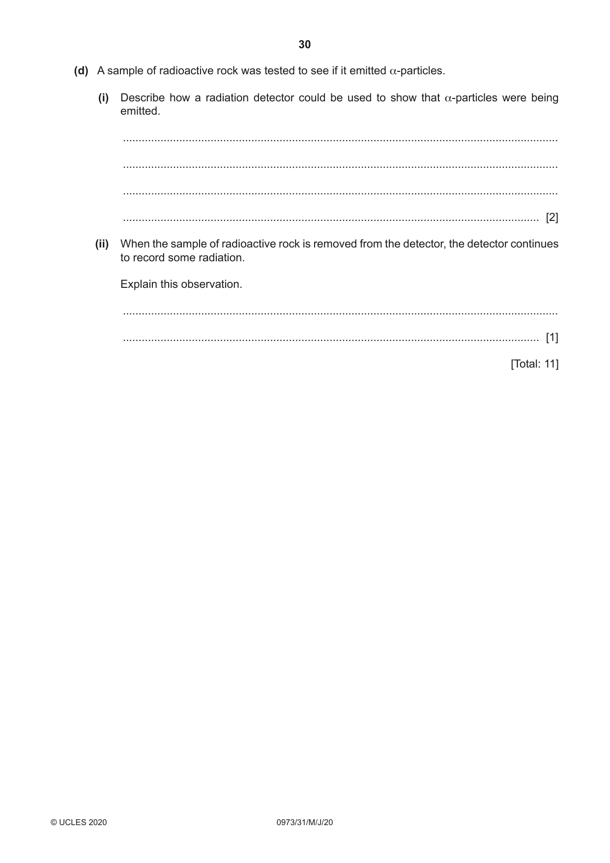 Cambridge IGCSE Sciences - Co-ordinated (9-1) 0973 2020 May/June Paper 3 · Variant 1 question paper, page 30 of 32