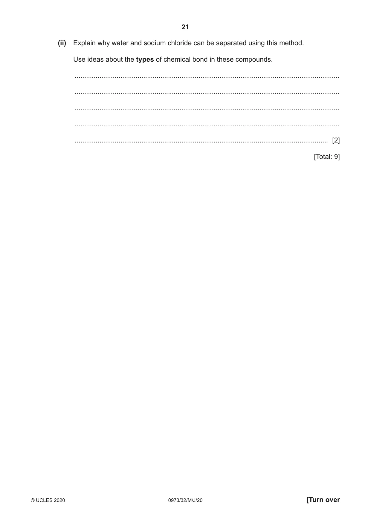 Cambridge IGCSE Sciences - Co-ordinated (9-1) 0973 2020 May/June Paper 3 · Variant 2 question paper, page 21 of 32