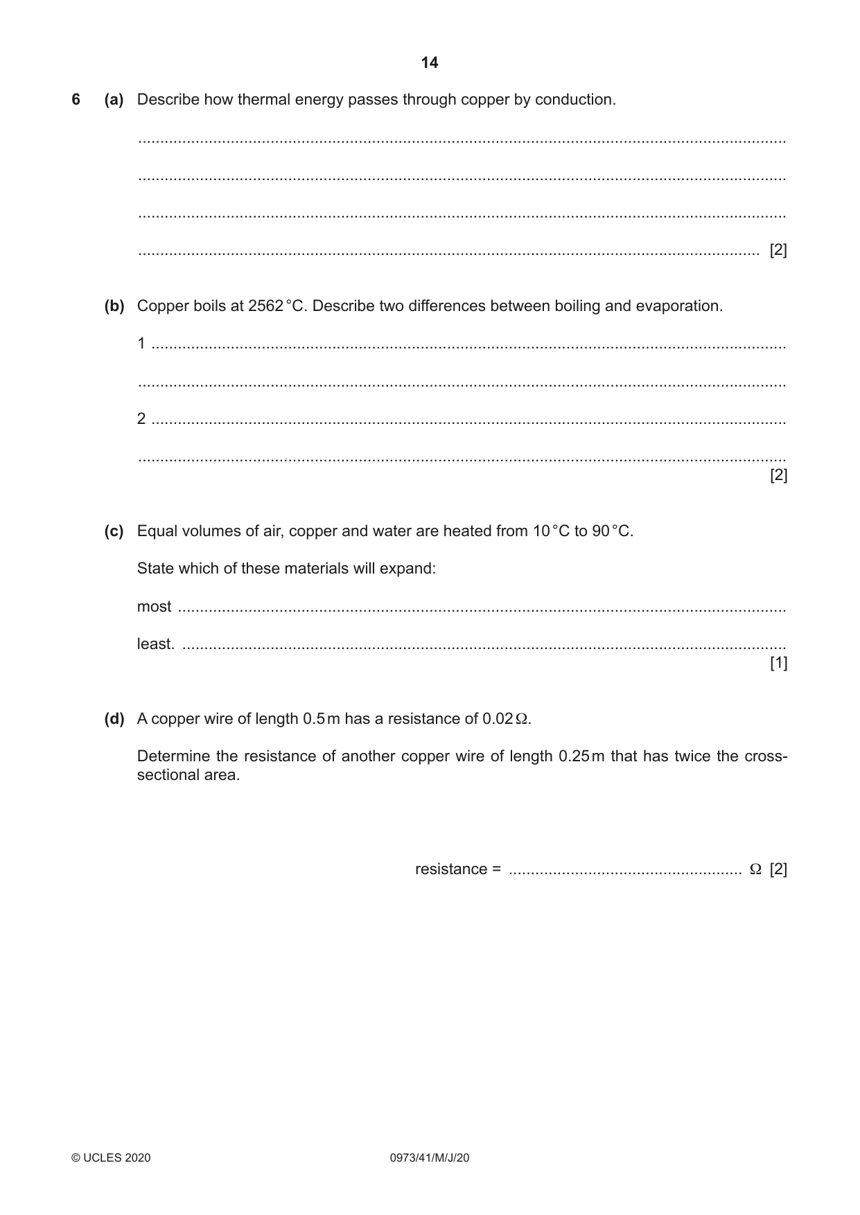 Cambridge IGCSE Sciences - Co-ordinated (9-1) 0973 2020 May/June Paper 4 · Variant 1 question paper, page 14 of 32