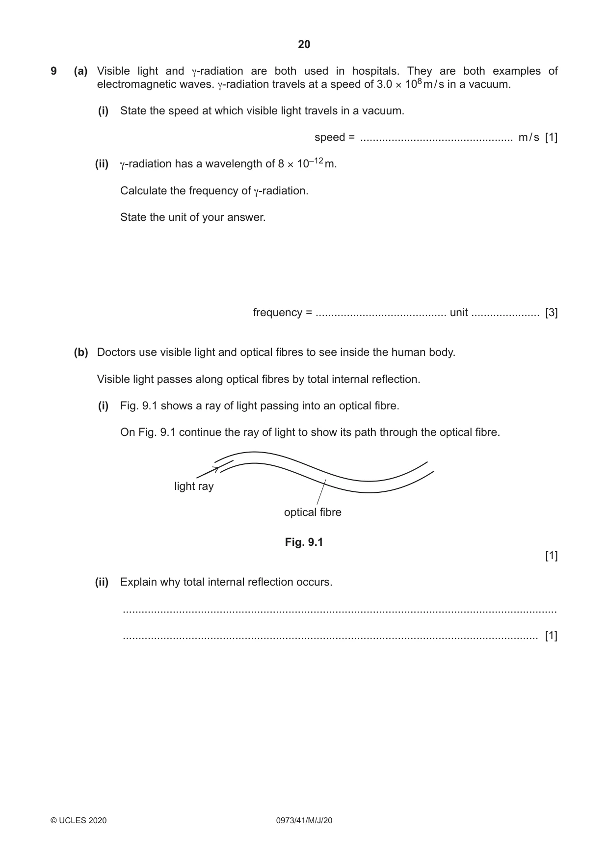 Cambridge IGCSE Sciences - Co-ordinated (9-1) 0973 2020 May/June Paper 4 · Variant 1 question paper, page 20 of 32