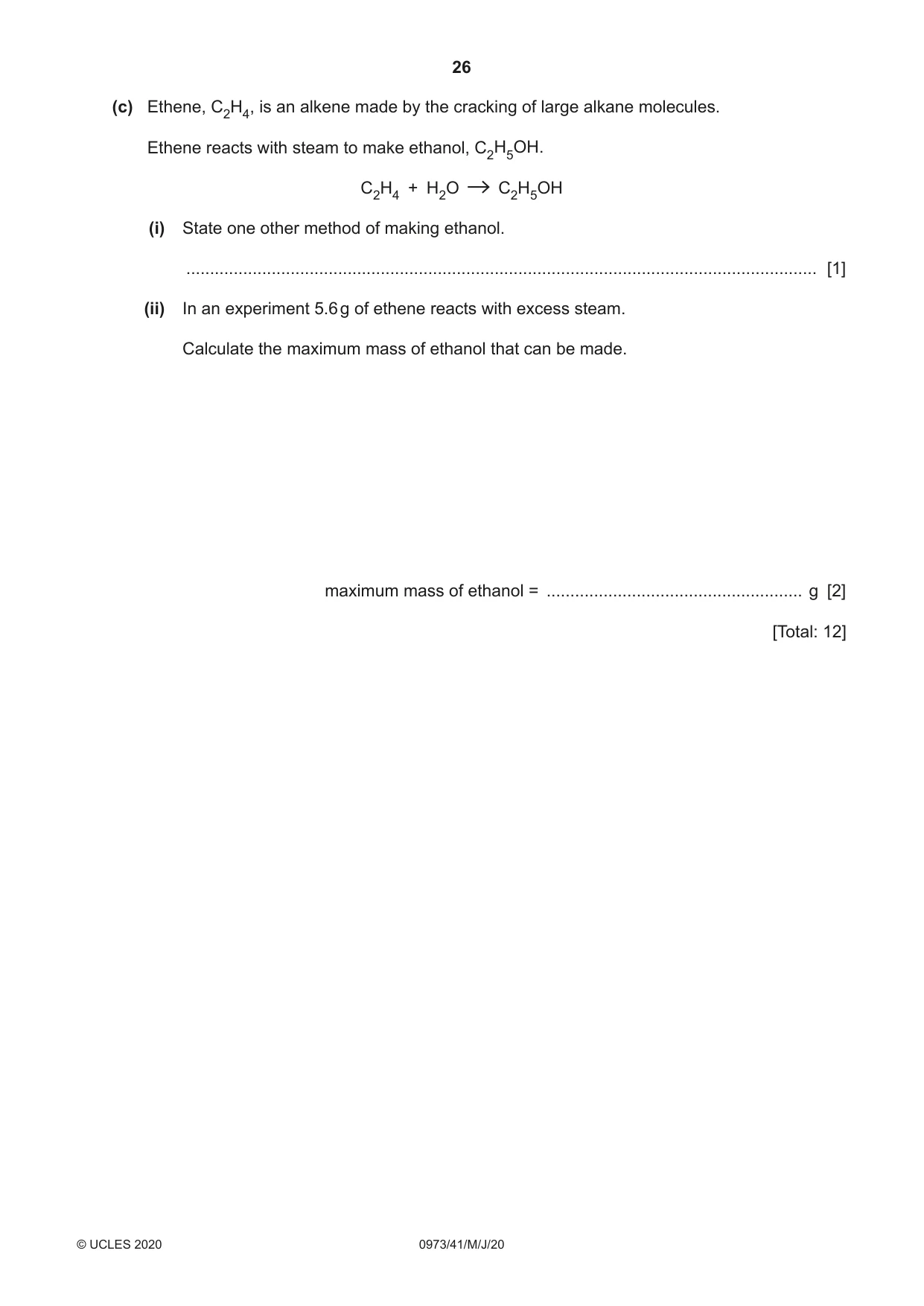 Cambridge IGCSE Sciences - Co-ordinated (9-1) 0973 2020 May/June Paper 4 · Variant 1 question paper, page 26 of 32