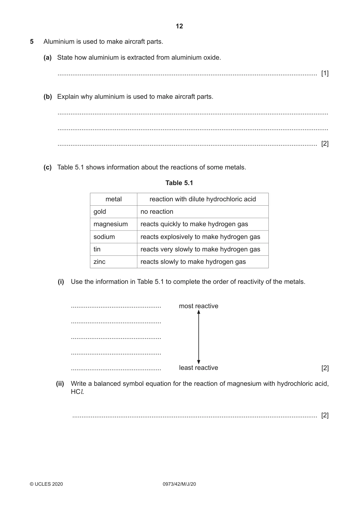 Cambridge IGCSE Sciences - Co-ordinated (9-1) 0973 2020 May/June Paper 4 · Variant 2 question paper, page 12 of 32