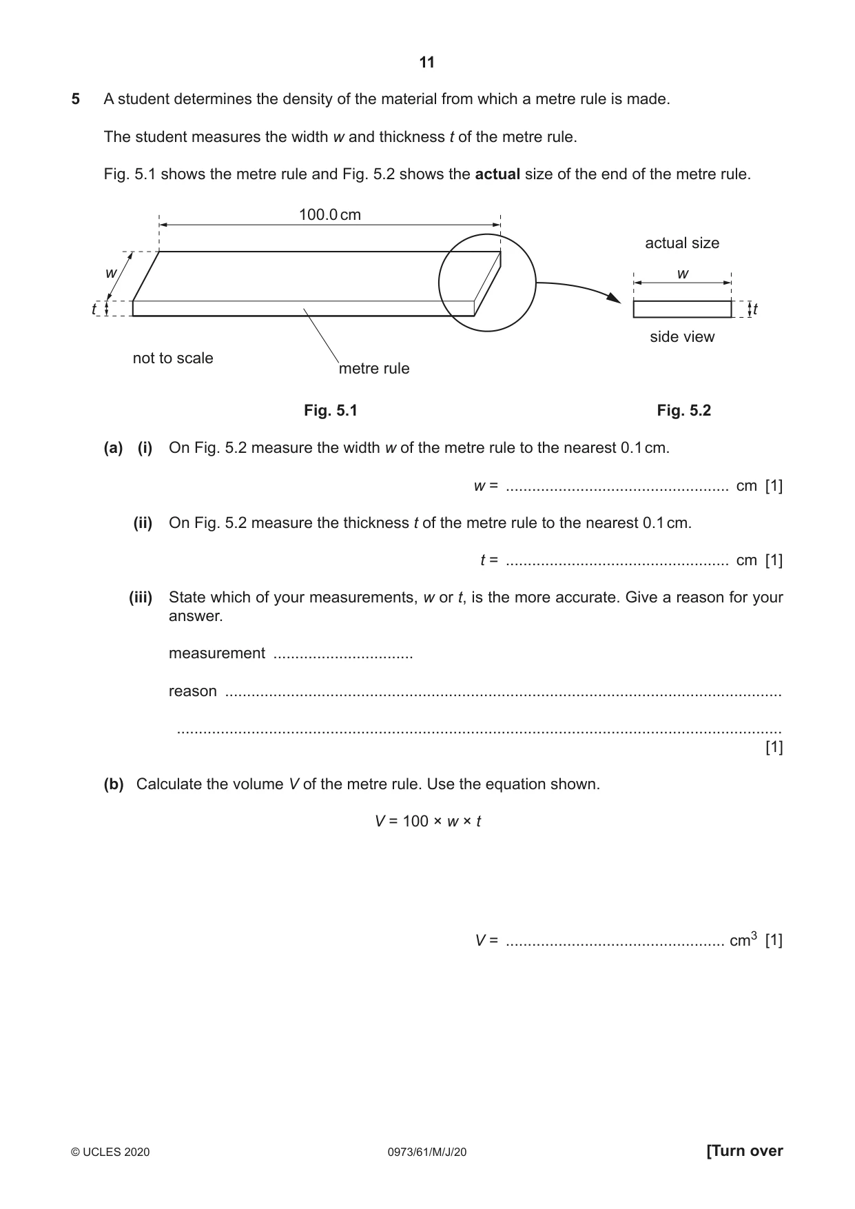 Cambridge IGCSE Sciences - Co-ordinated (9-1) 0973 2020 May/June Paper 6 · Variant 1 question paper, page 11 of 16