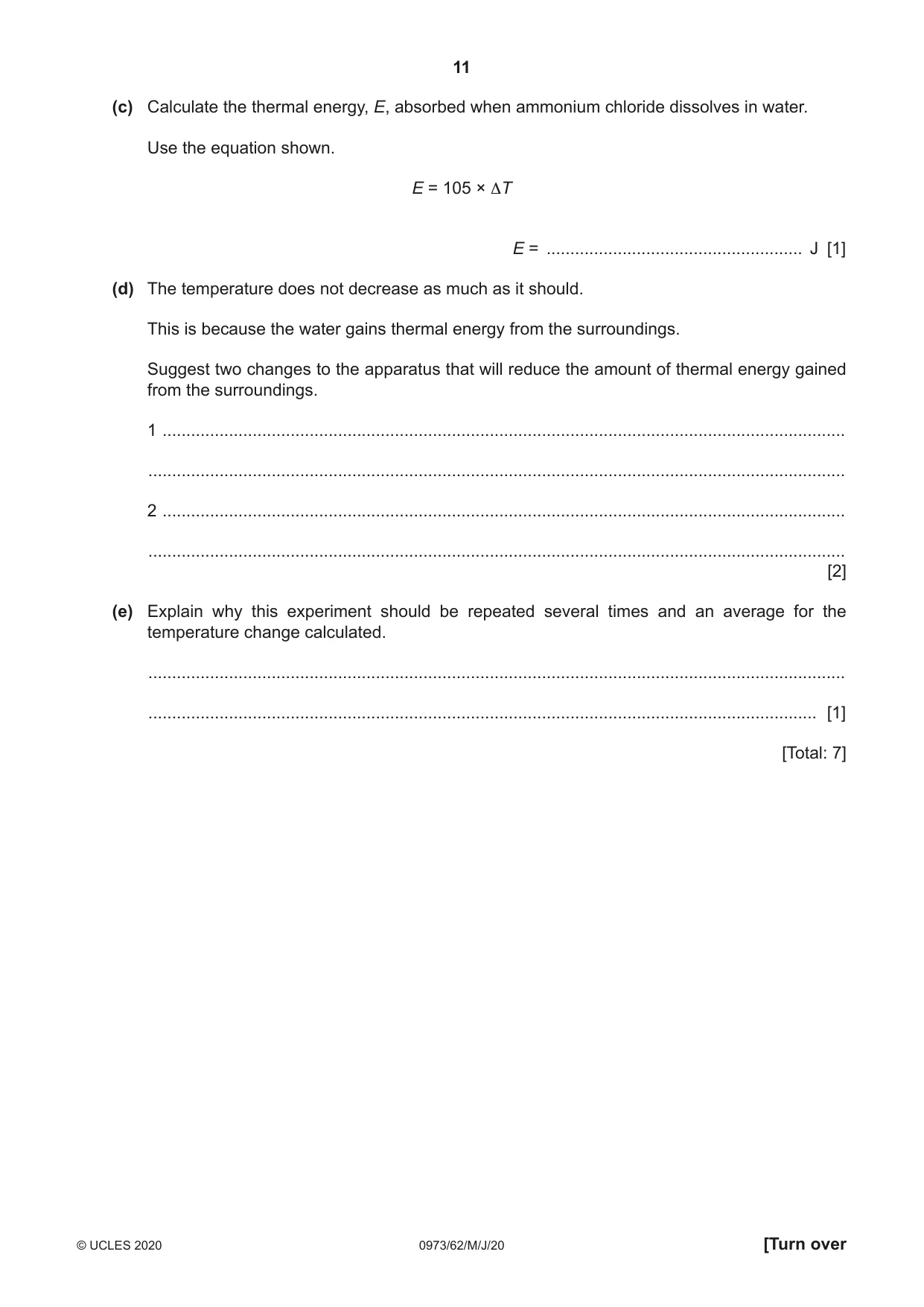 Cambridge IGCSE Sciences - Co-ordinated (9-1) 0973 2020 May/June Paper 6 · Variant 2 question paper, page 11 of 20
