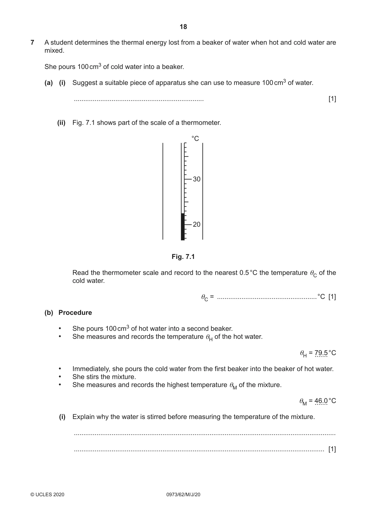 Cambridge IGCSE Sciences - Co-ordinated (9-1) 0973 2020 May/June Paper 6 · Variant 2 question paper, page 18 of 20