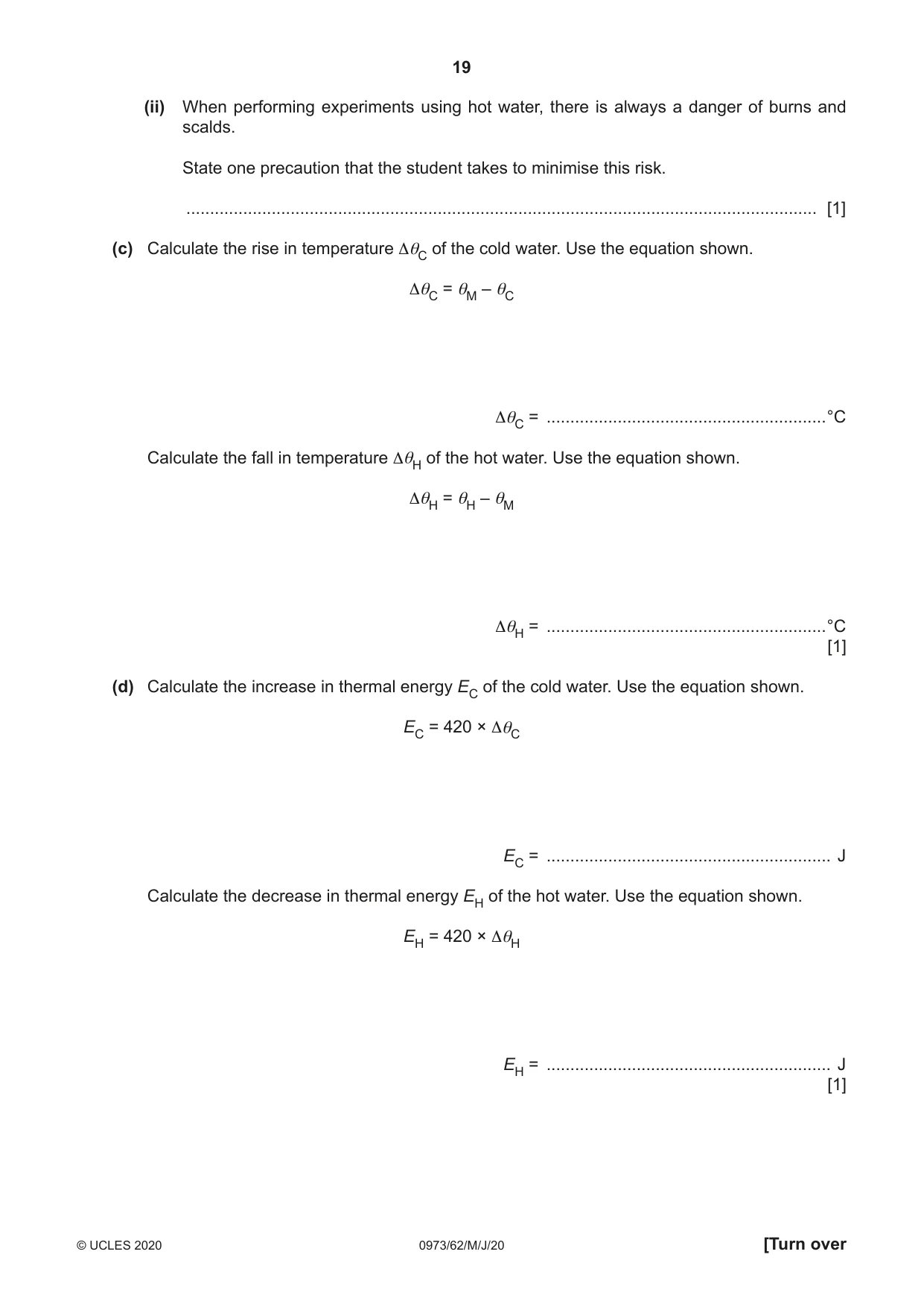 Cambridge IGCSE Sciences - Co-ordinated (9-1) 0973 2020 May/June Paper 6 · Variant 2 question paper, page 19 of 20