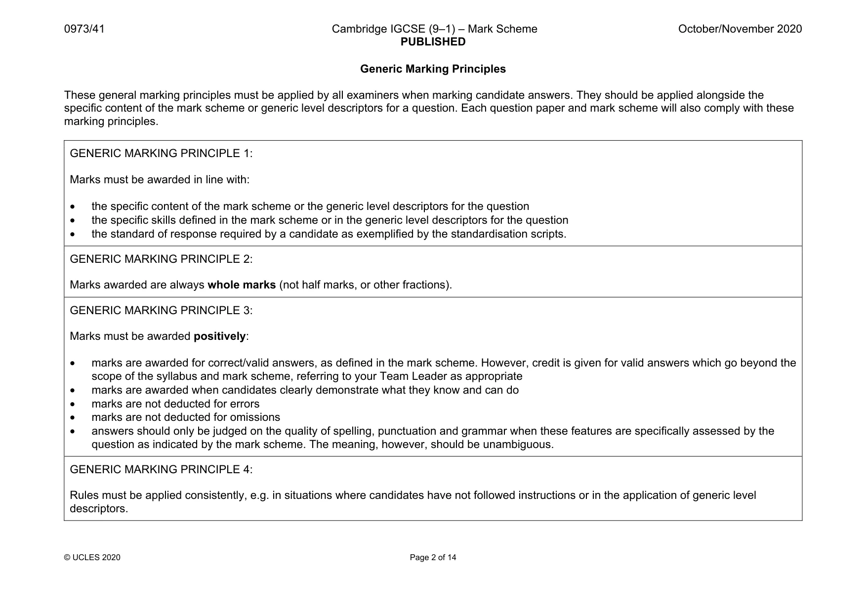 Mark scheme, page 2 of 14
