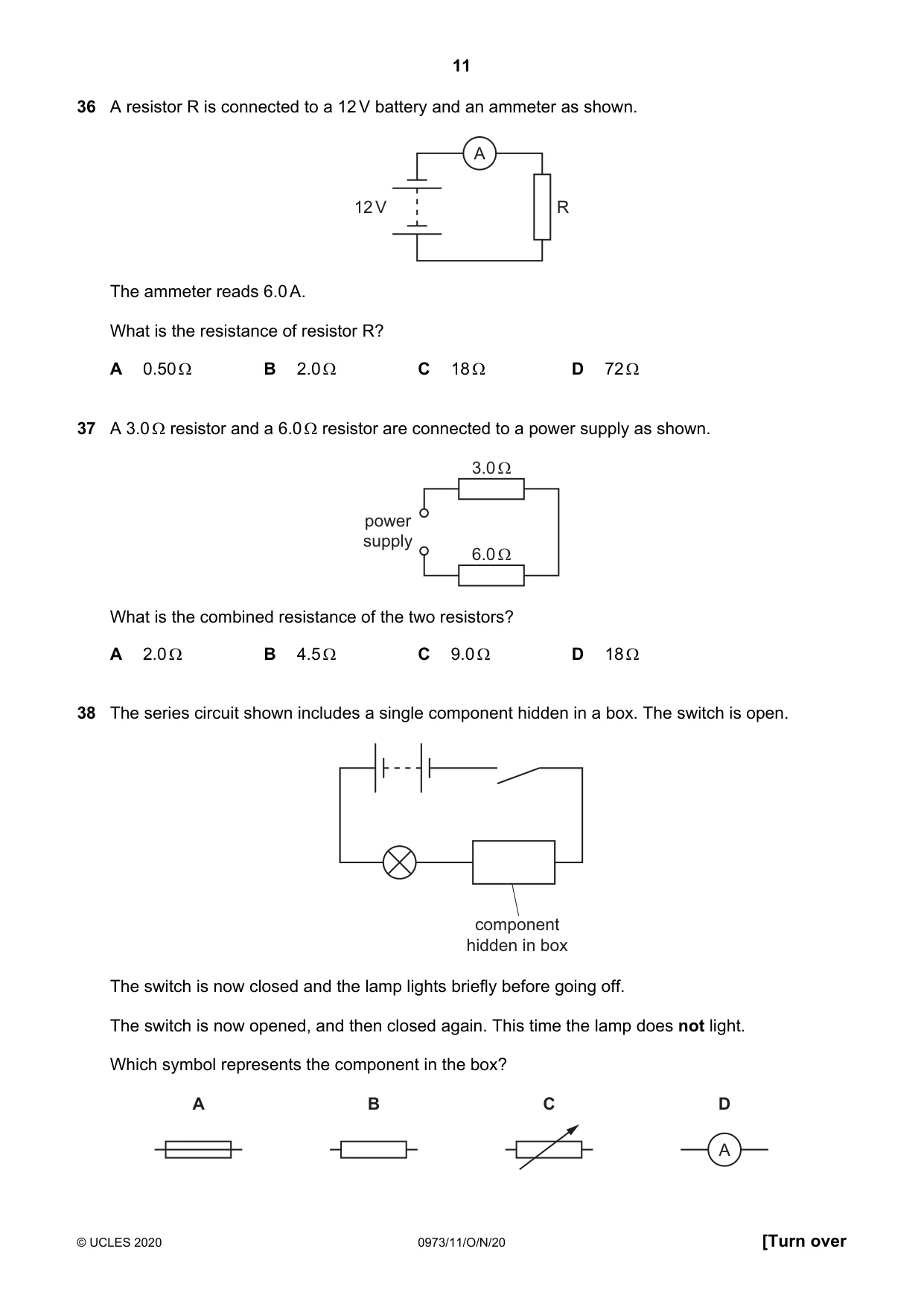 Cambridge IGCSE Sciences - Co-ordinated (9-1) 0973 2020 Oct/Nov Paper 1 · Variant 1 question paper, page 11 of 16