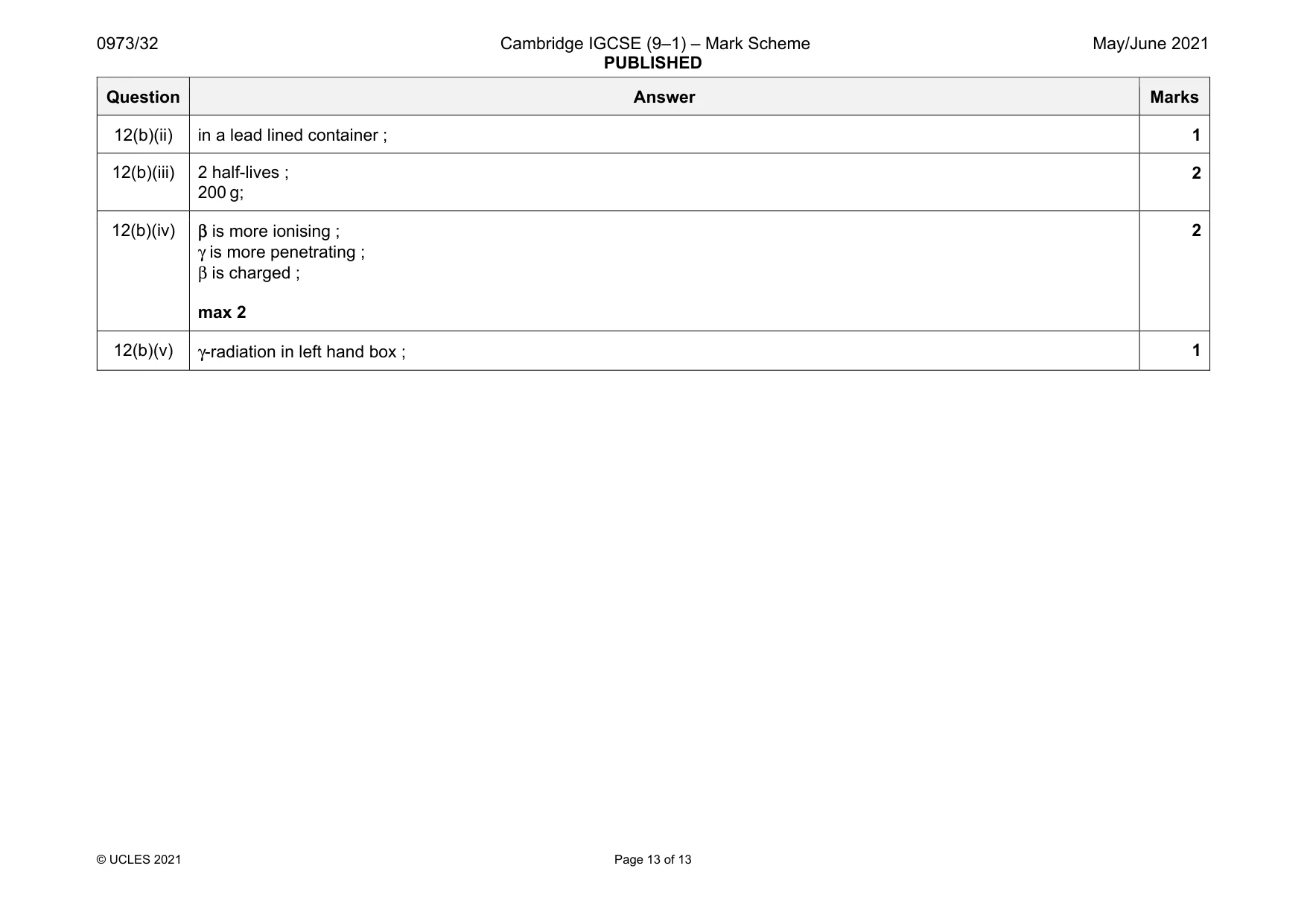 Mark scheme, page 13 of 13